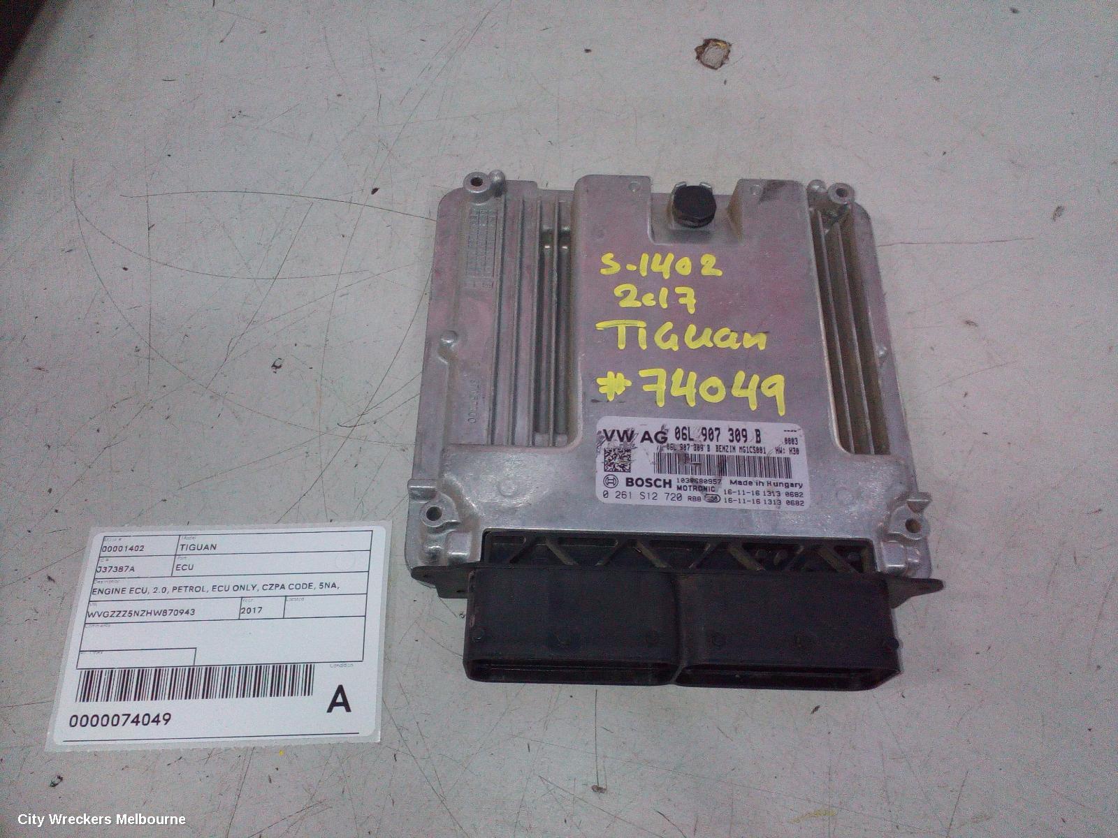 VOLKSWAGEN TIGUAN ECU, ENGINE ECU, 2.0, PETROL, ECU ONLY, CZPA CODE, 5NA, 06/2016 ONWARDS