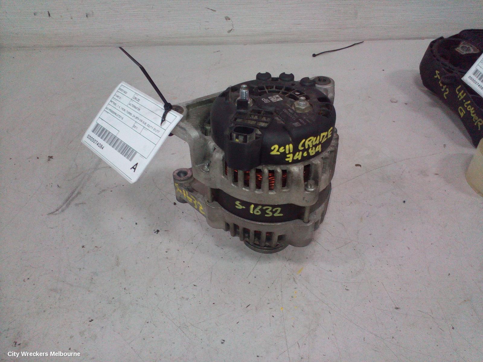 HOLDEN CRUZE ALTERNATOR, PETROL, 1.4, 19UN, TURBO, JH (8TH VIN IS 8), 03/2011 - 01/2017