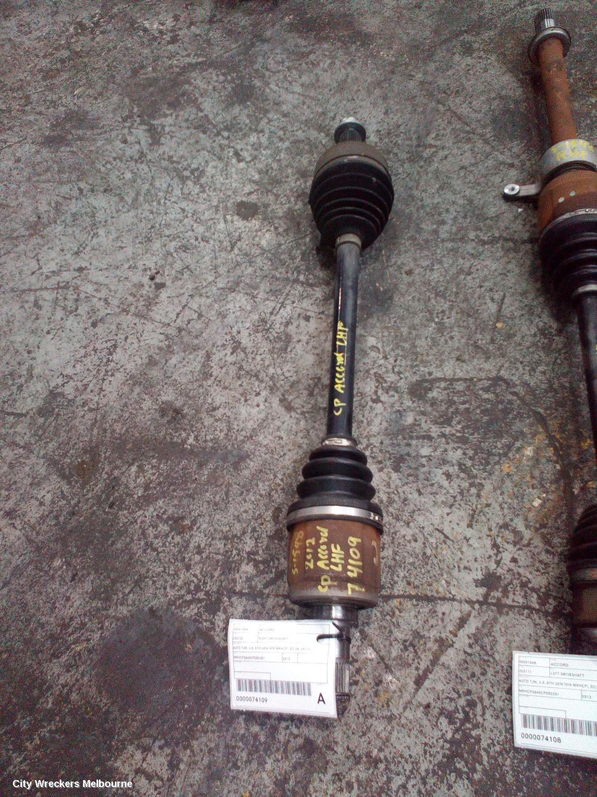 HONDA ACCORD RIGHT DRIVESHAFT, AUTO T/M, 3.5, 8TH GEN (VIN MRHCP), 02/2008 - 04/2013