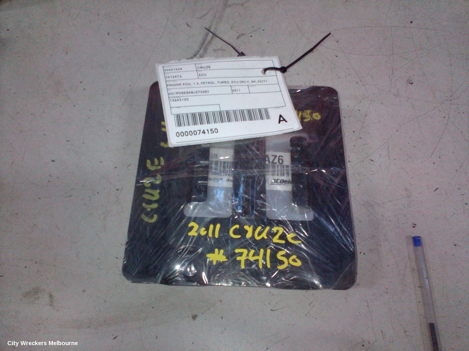 HOLDEN CRUZE ECU, ENGINE ECU, 1.4, PETROL, TURBO, ECU ONLY, JH, 03/2011 - 01/2017