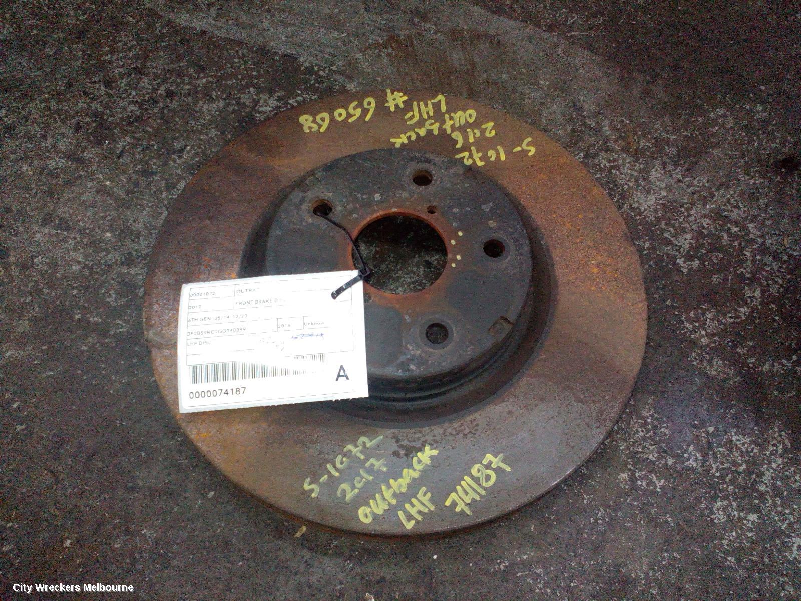 SUBARU OUTBACK FRONT BRAKE DISC/DRM, 6TH GEN, 08/2014 - 12/2020