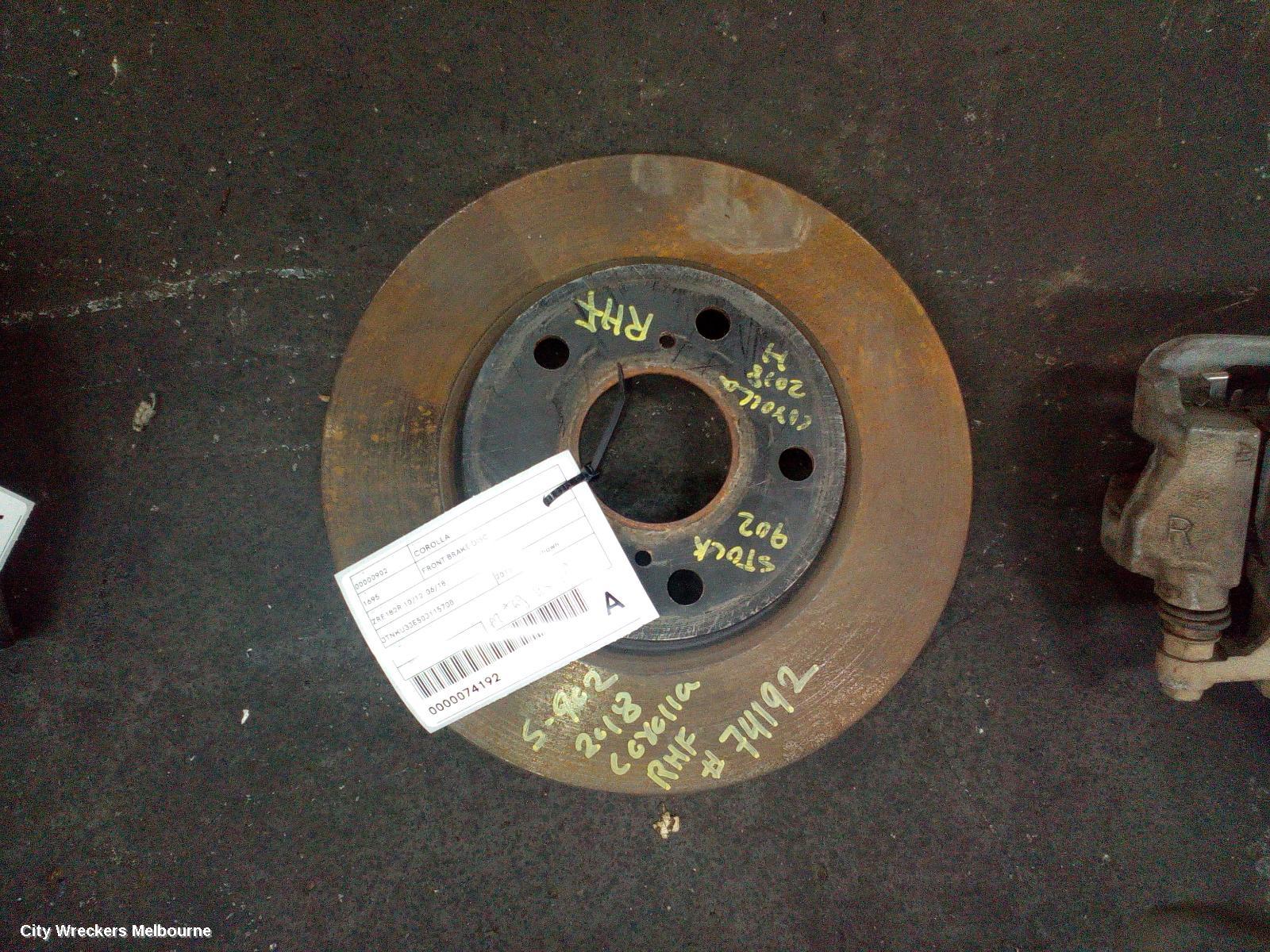 TOYOTA COROLLA FRONT BRAKE DISC/DRM, ZRE182R 10/2012 - 06/2018