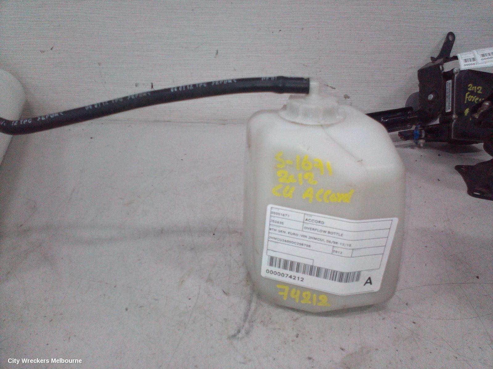 HONDA ACCORD OVERFLOW BOTTLE, 8TH GEN, EURO (VIN JHMCU), 06/2008 - 12/2015