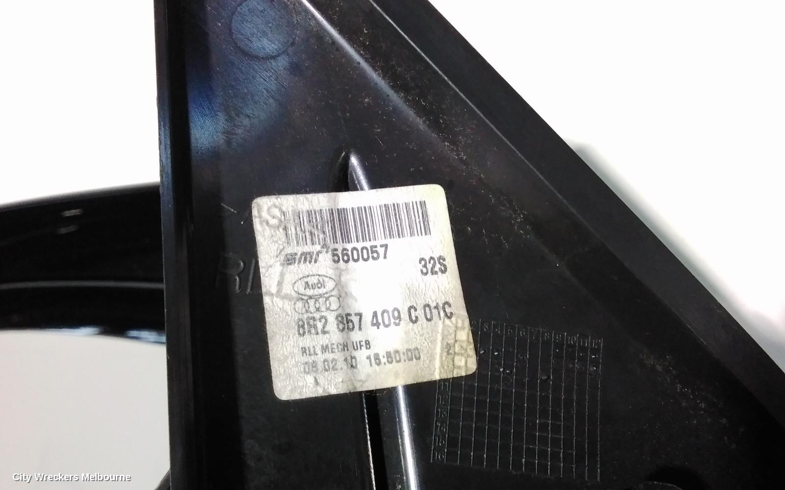 AUDI Q5 LEFT DOOR MIRROR, 8R, MANUAL FOLD, NON LANE CHANGE ASSIST TYPE (6XC/7Y0 1PLUG, 7 WIRE), 03/2009 - 11/2014