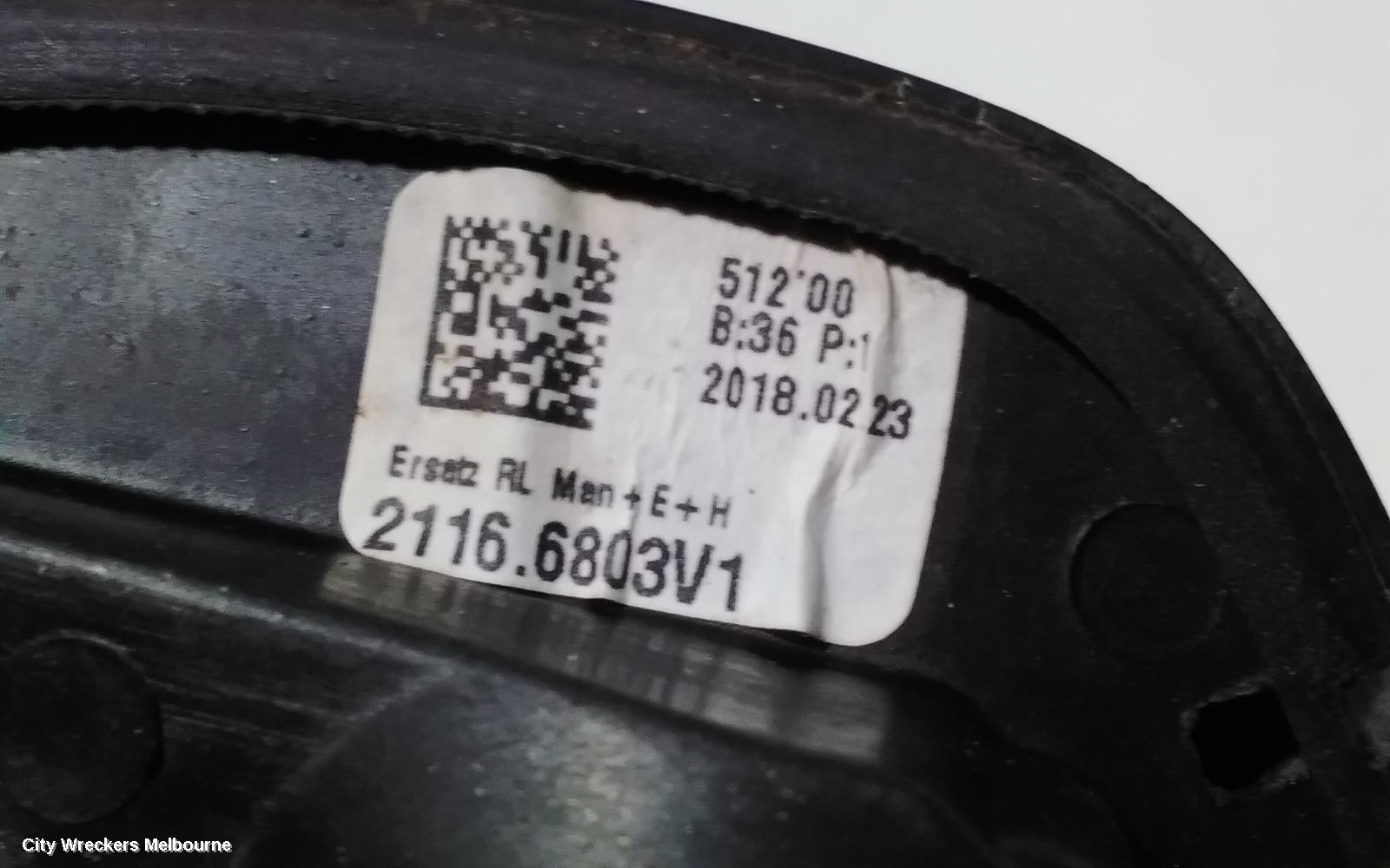 HOLDEN ASTRA LEFT DOOR MIRROR, BK, 5DR HATCH, MANUAL FOLDING TYPE, 09/2016 ONWARDS