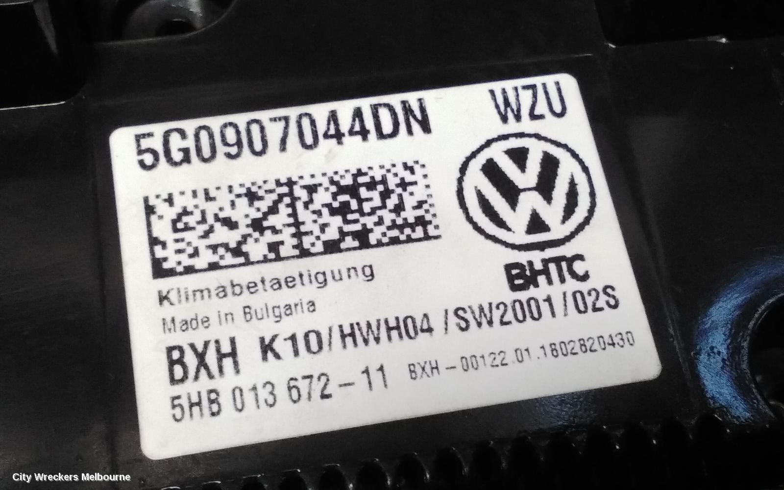 VOLKSWAGEN PASSAT HEATER/AC CONTROLS, B8/MK7, FRONT, NON HEATED SEATS TYPE, 06/2015 - 10/2019