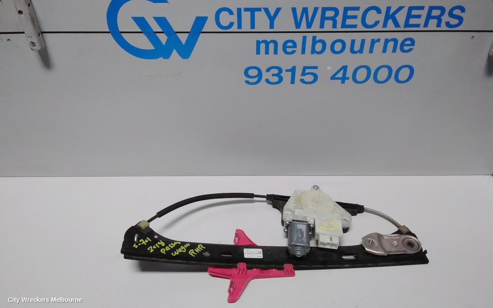 VOLKSWAGEN PASSAT RIGHT REAR WND REG/MOTOR, DOOR REG ASSY (REG AND MOTOR), B8/MK7, 06/2015 ONWARDS