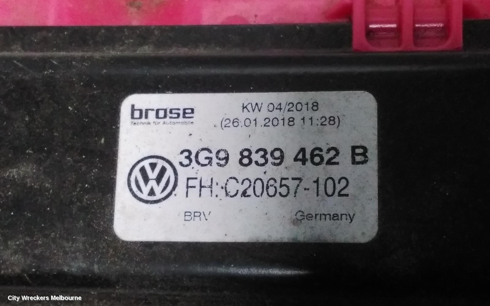 VOLKSWAGEN PASSAT RIGHT REAR WND REG/MOTOR, DOOR REG ASSY (REG AND MOTOR), B8/MK7, 06/2015 ONWARDS