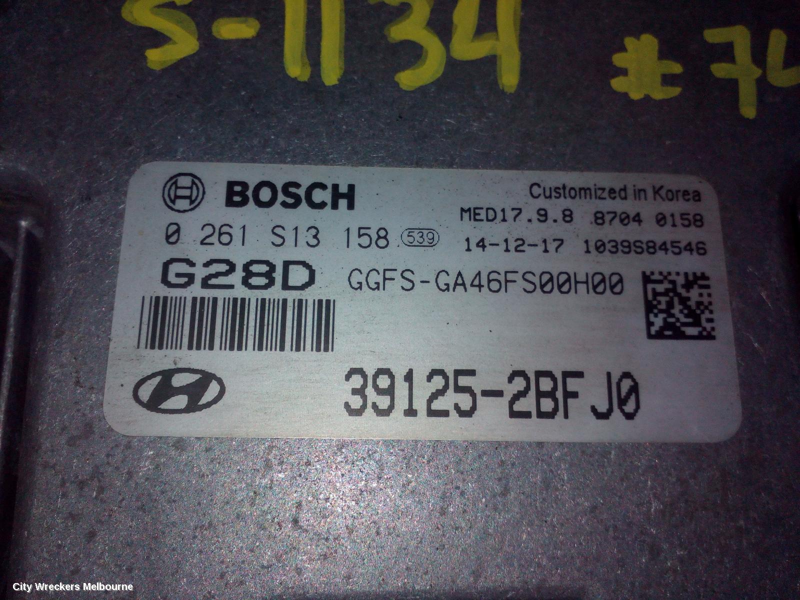 HYUNDAI VELOSTER ECU, ENGINE ECU, NON TURBO, AUTO T/M, P/N 391102BBN0, ECU ONLY, FS, 12/2011 - 02/2018
