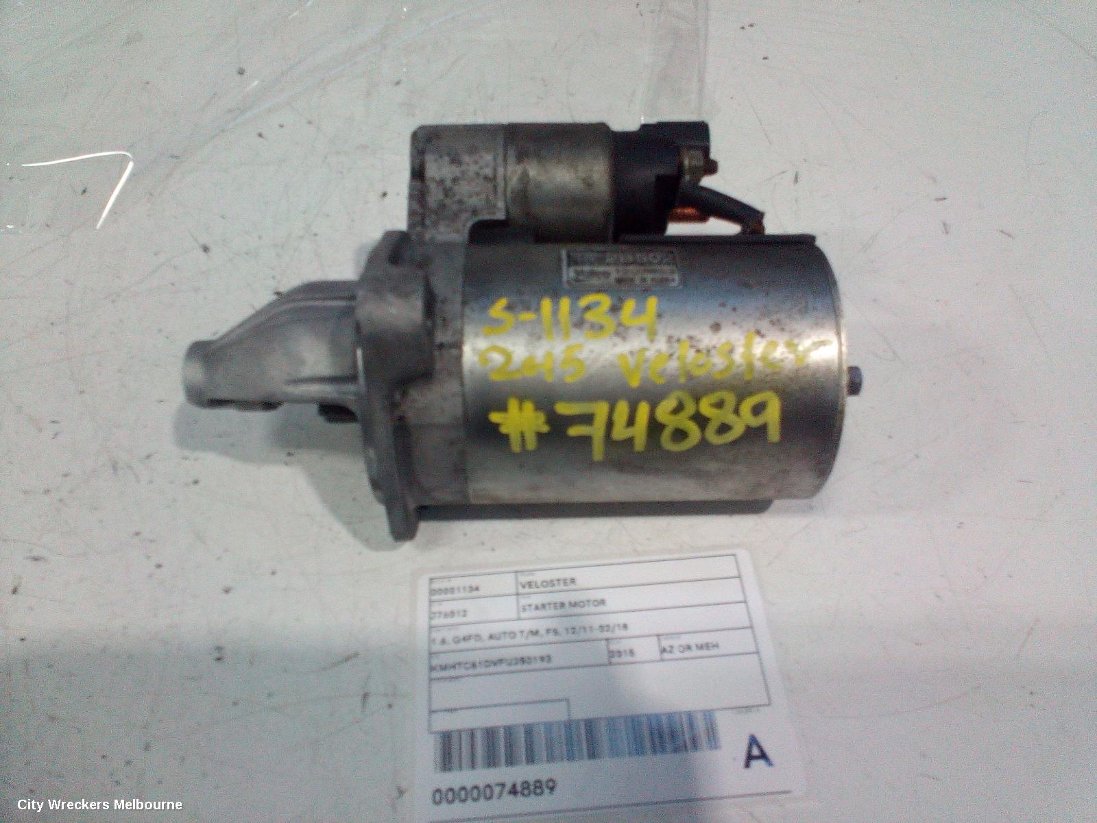 HYUNDAI VELOSTER STARTER, 1.6, G4FD, AUTO T/M, FS, 12/2011 - 02/2018