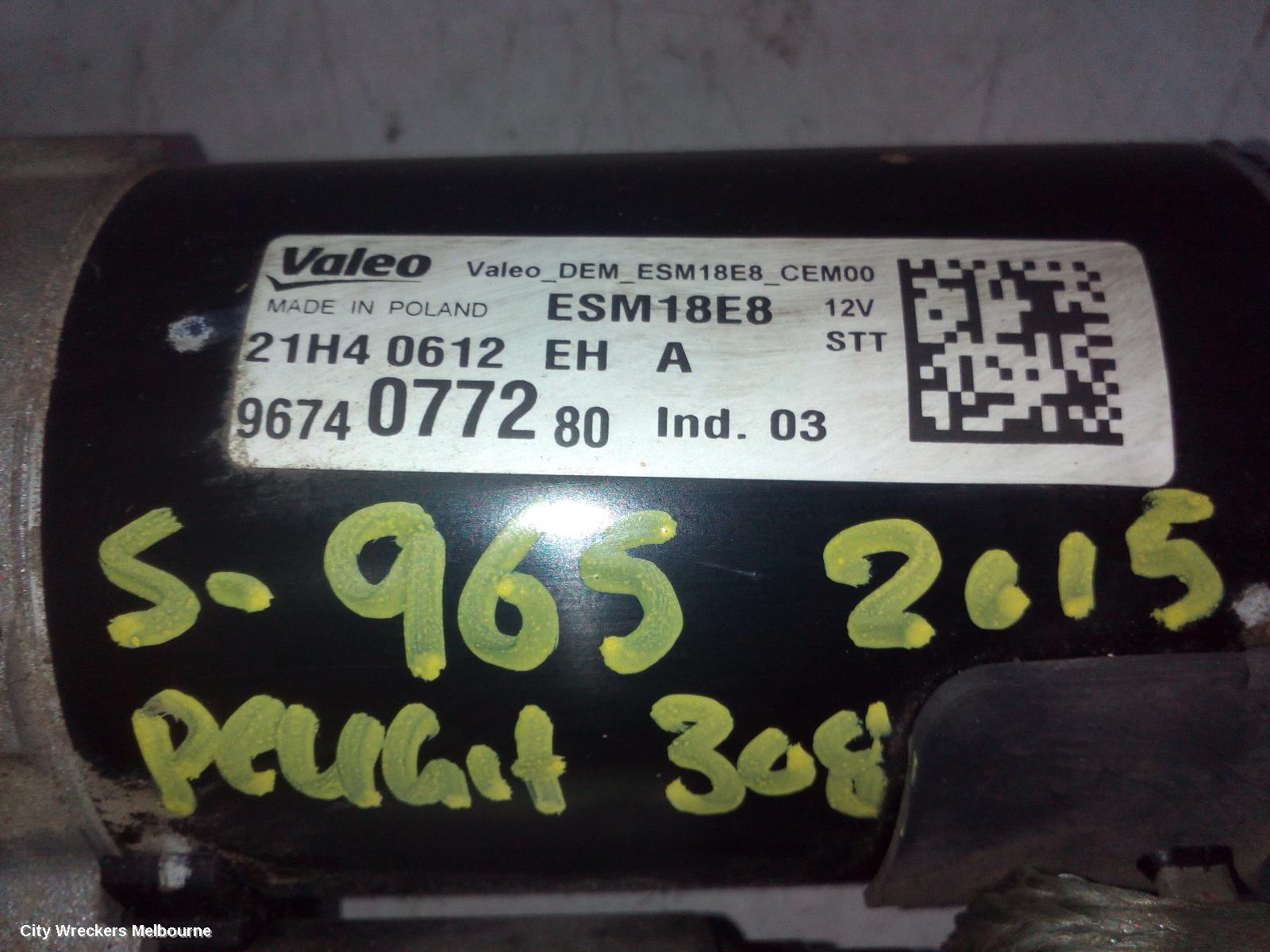 PEUGEOT 308 STARTER, PETROL, 1.2, VALEO, T9, 10/2014 ONWARDS