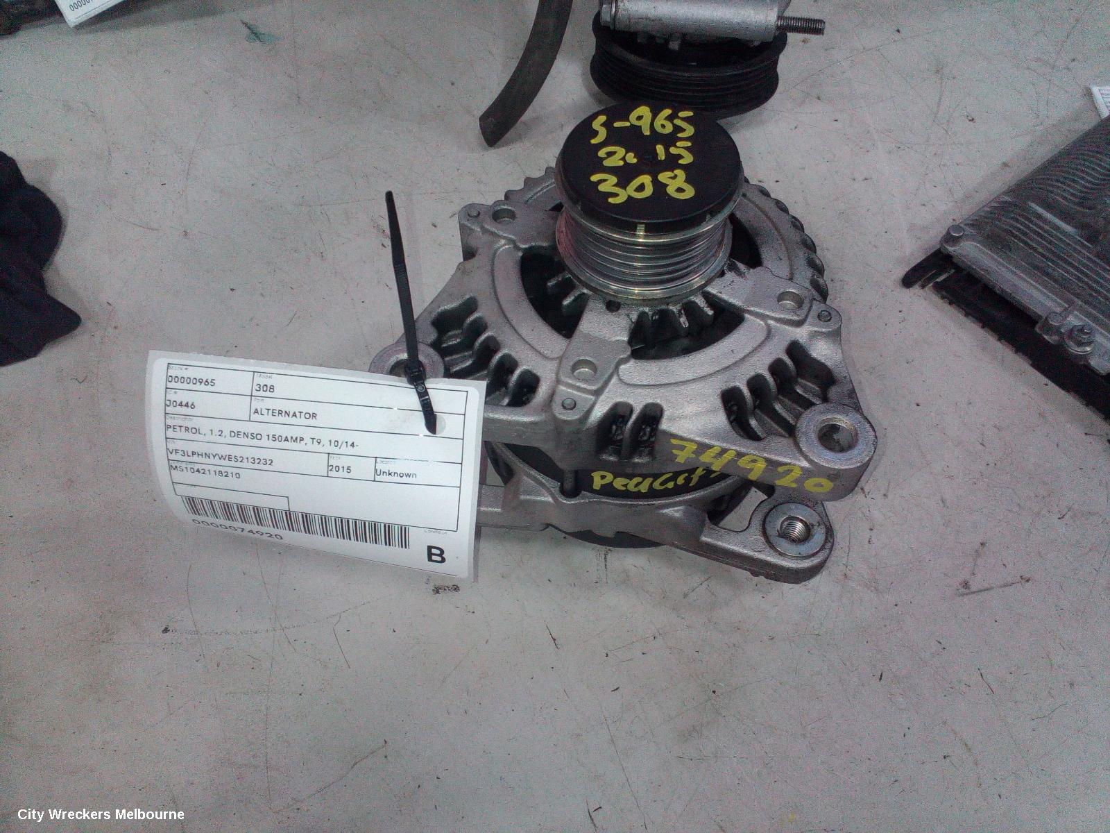 PEUGEOT 308 ALTERNATOR, PETROL, 1.2, DENSO 150AMP, T9, 10/2014 ONWARDS