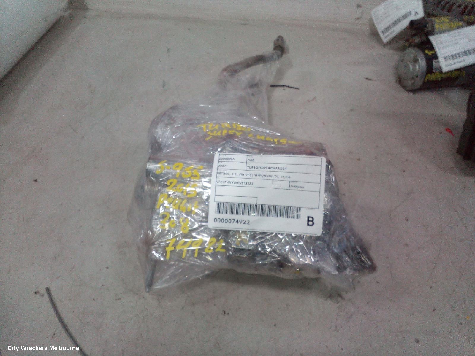 PEUGEOT 308 TURBO SUPERCHARGER, PETROL, 1.2, VIN VF3L*HNY/HNW, T9, 10/2014 ONWARDS