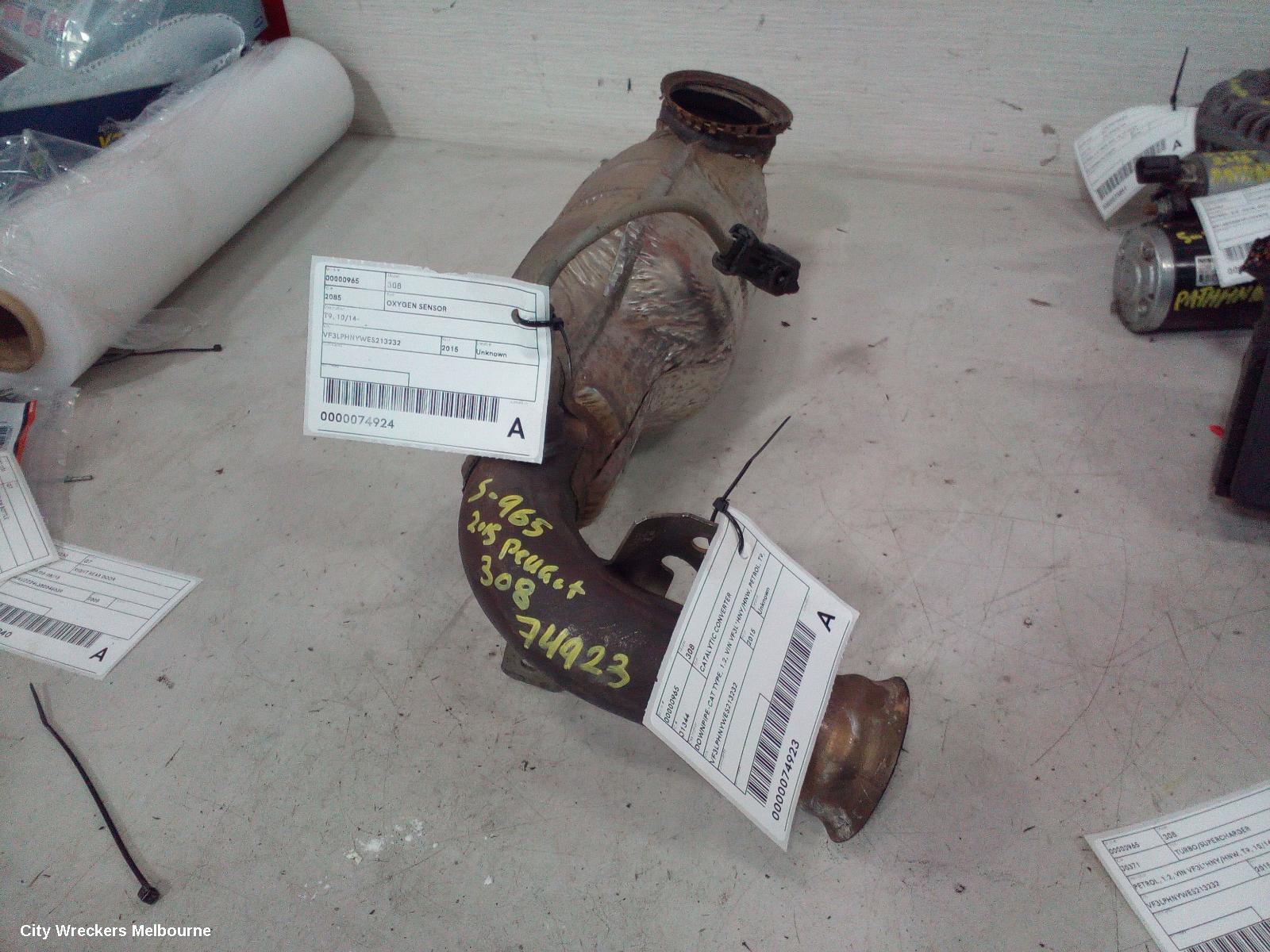 PEUGEOT 308 CATALYTIC CONVERTER, DOWNPIPE-CAT TYPE, 1.2, VIN VF3L*HNY/HNW, PETROL, T9, 10/2014 ONWARDS