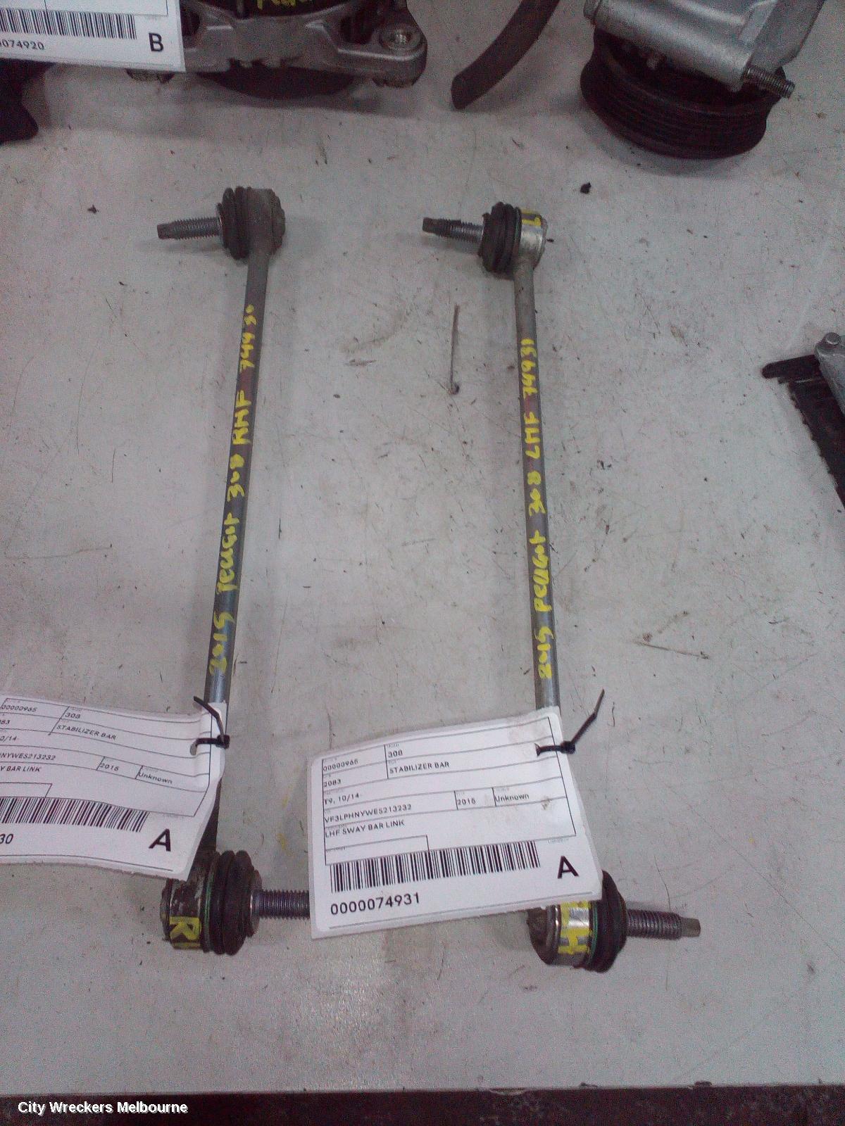 PEUGEOT 308 STABILISER BAR, T9, 10/2014 - 05/2021