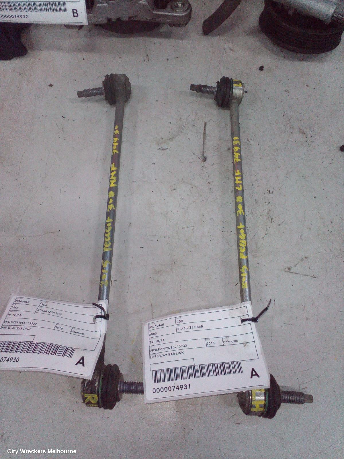 PEUGEOT 308 STABILISER BAR, T9, 10/2014 - 05/2021