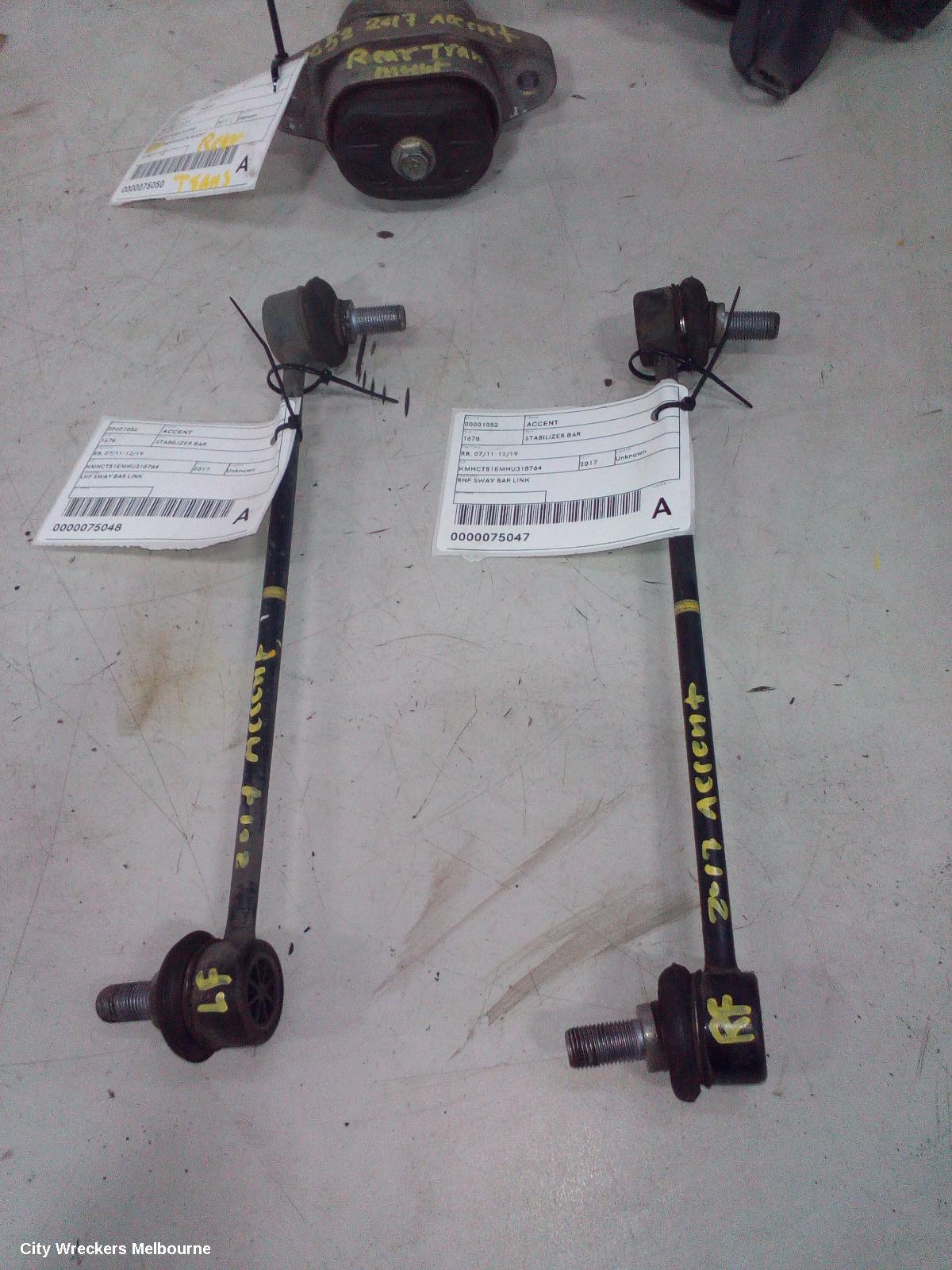 HYUNDAI ACCENT STABILISER BAR, RB, 05/2011 - 12/2019