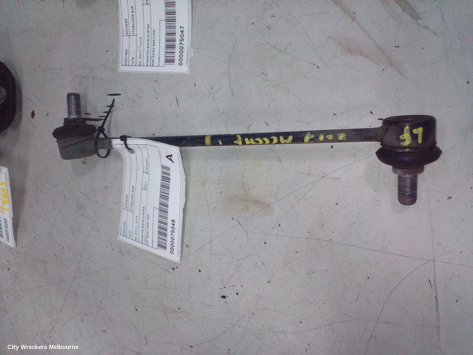 HYUNDAI ACCENT STABILISER BAR, RB, 05/2011 - 12/2019
