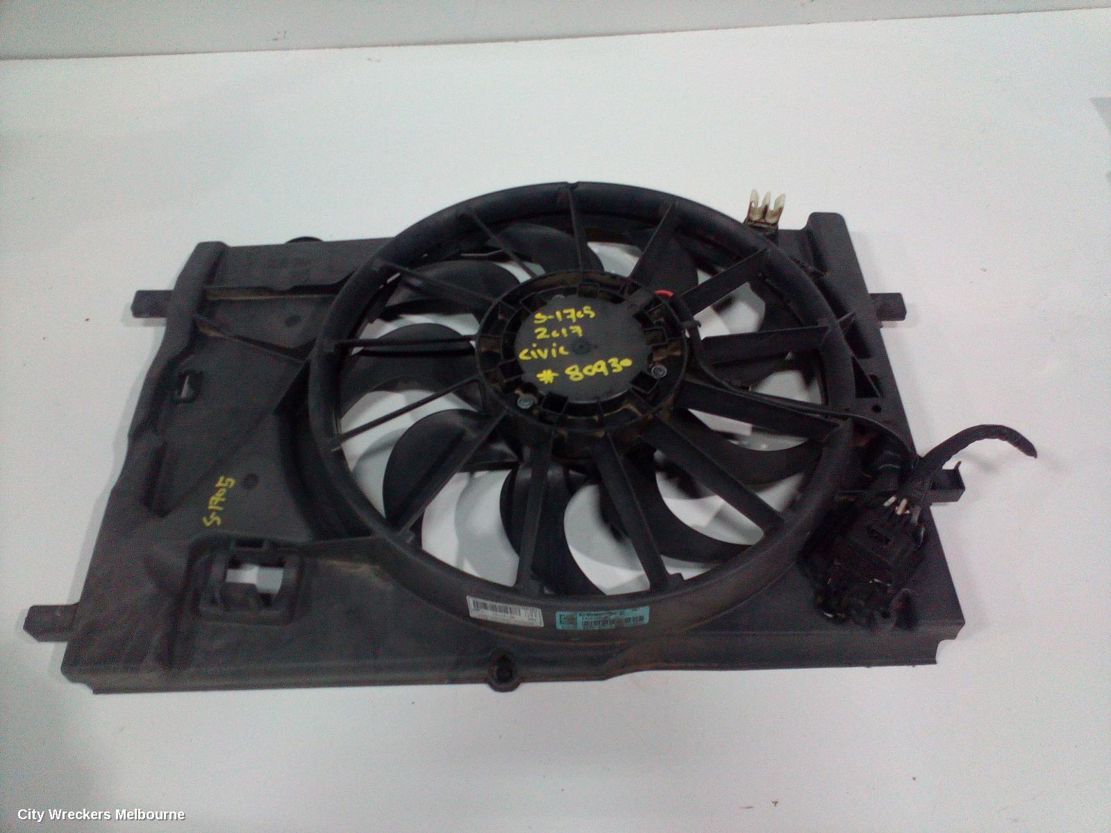 HONDA CIVIC FAN, RADIATOR FAN, 1.8, PETROL, 10TH GEN, 05/2016 ONWARDS