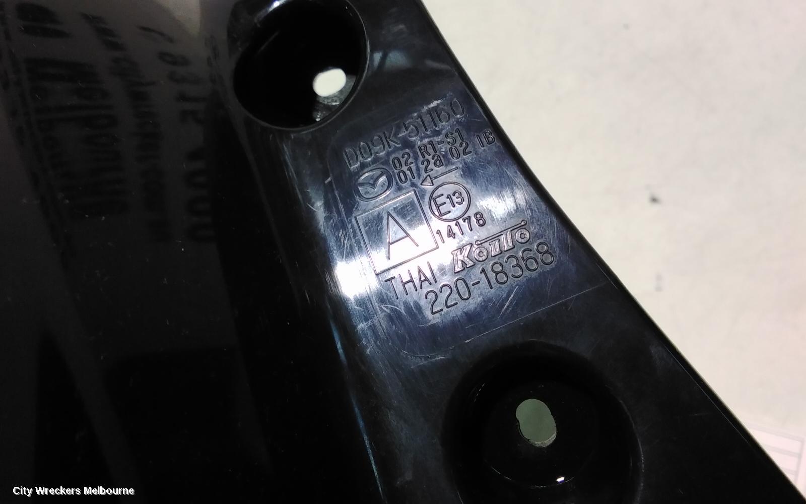 MAZDA 2 LEFT TAILLIGHT, DJ, HATCH, HALOGEN TYPE, 09/2014 ONWARDS