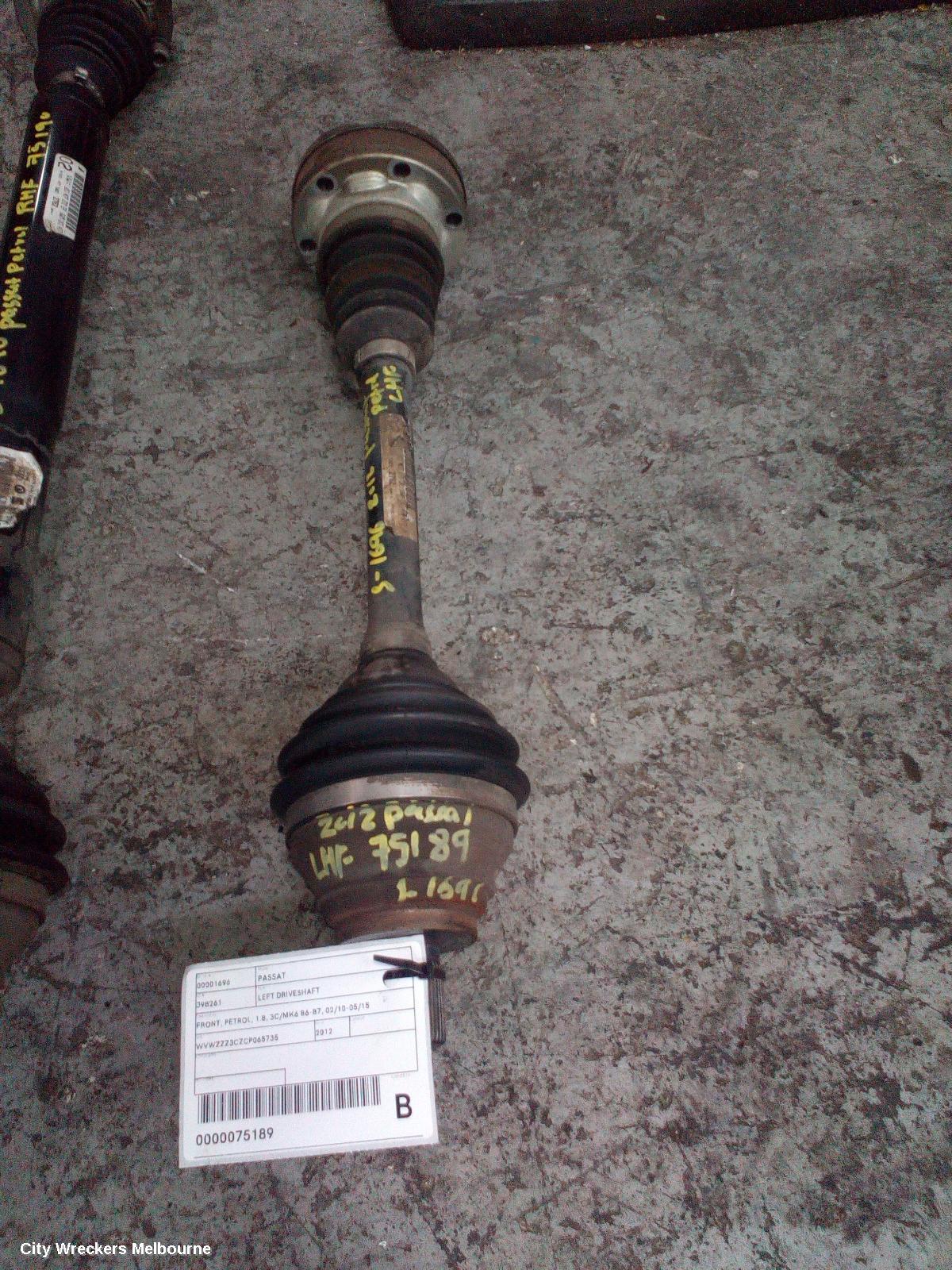 VOLKSWAGEN PASSAT LEFT DRIVESHAFT, FRONT, PETROL, 1.8, 3C/MK6 B6-B7, 02/2010 - 05/2015