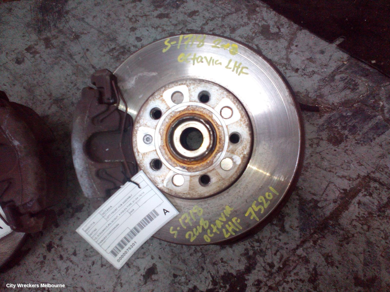 SKODA OCTAVIA LEFT FRONT HUB ASSEMBLY, 1Z, ELEGANCE/RS/SCOUT, 4 HOLES TYPE, 01/2004 - 10/2013