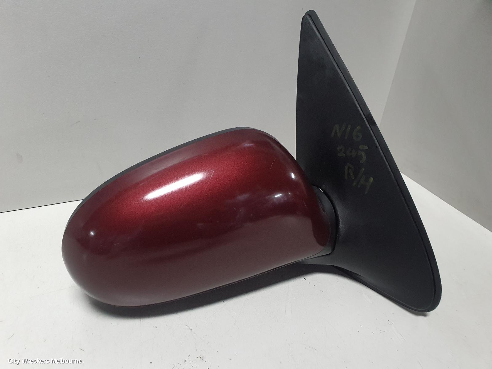 NISSAN PULSAR RIGHT DOOR MIRROR, N16, SEDAN, COLOUR CODED, 08/2003 - 12/2005