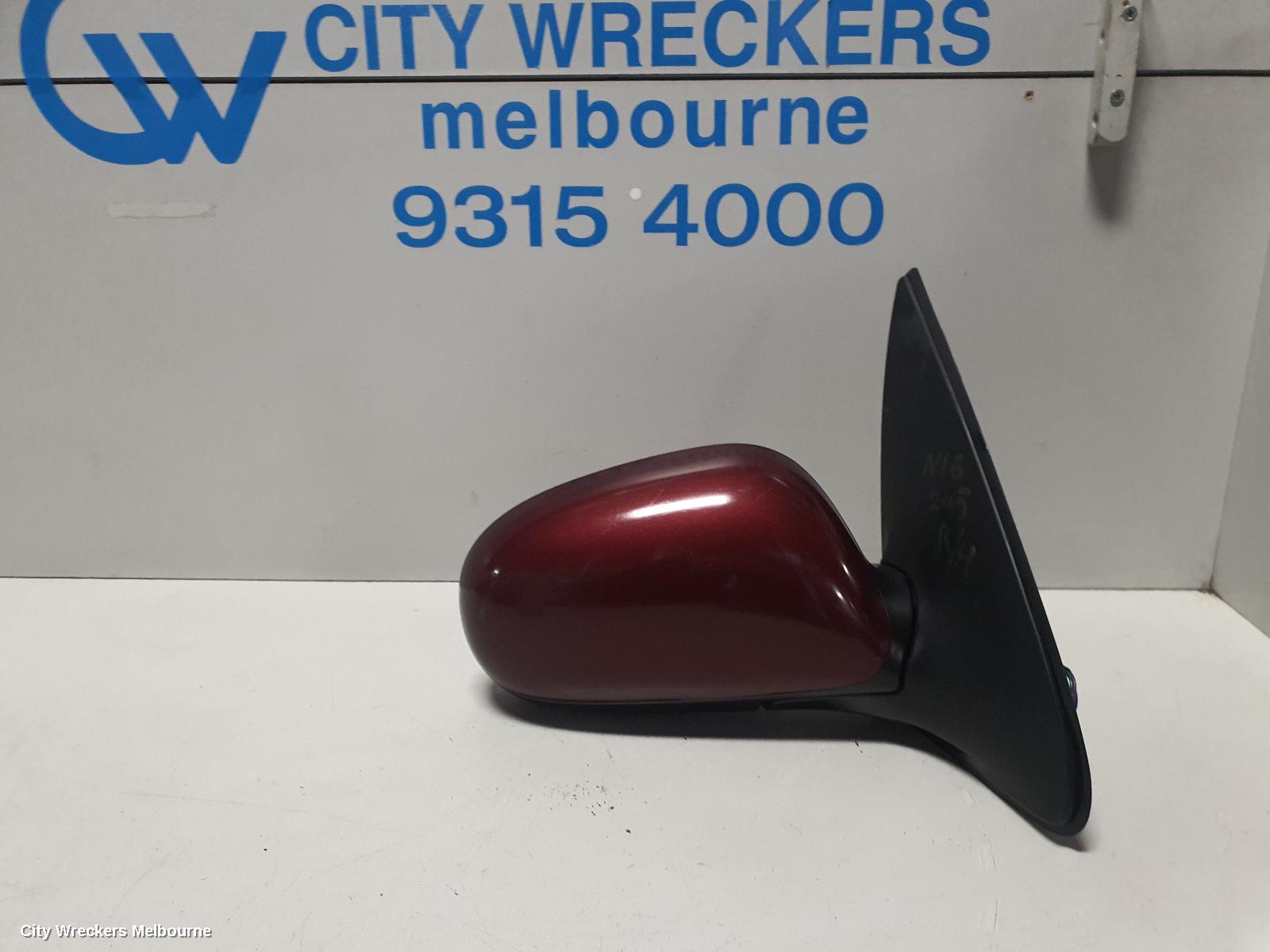 NISSAN PULSAR RIGHT DOOR MIRROR, N16, SEDAN, COLOUR CODED, 08/2003 - 12/2005