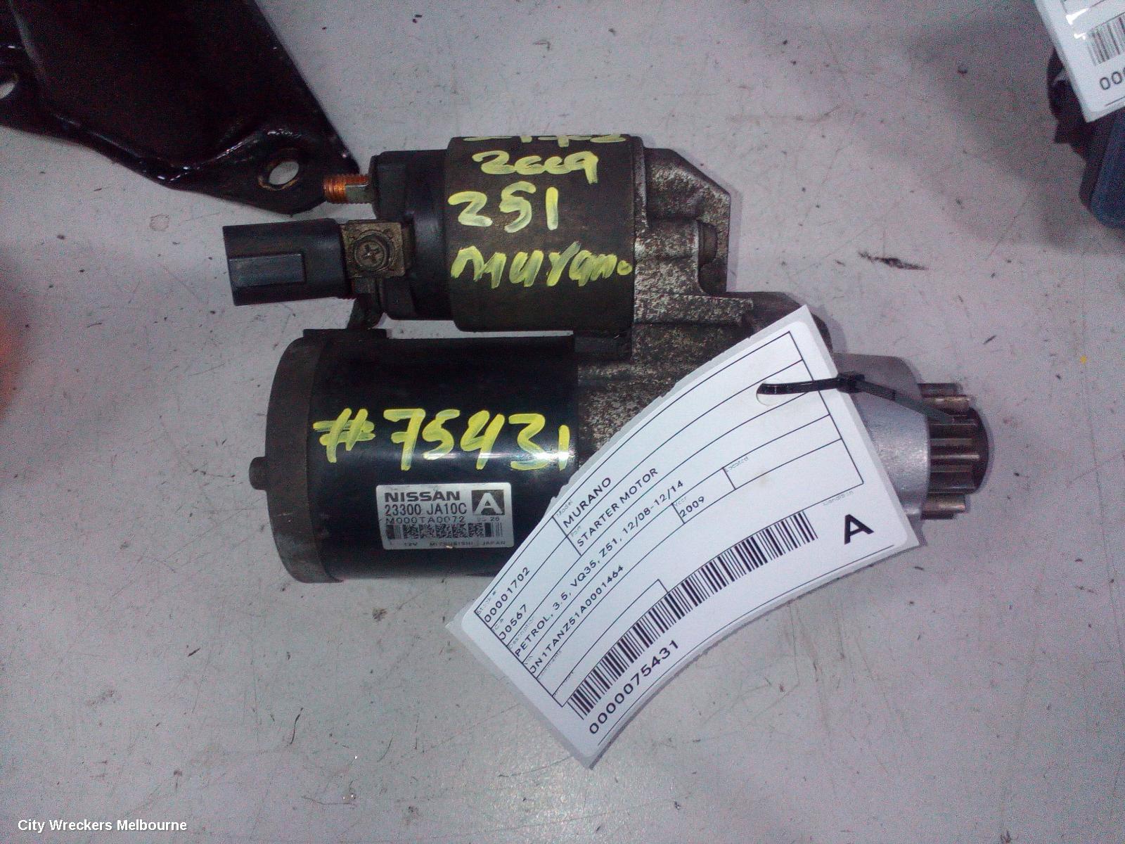 NISSAN MURANO STARTER, PETROL, 3.5, VQ35, Z51, 12/2008 - 12/2014
