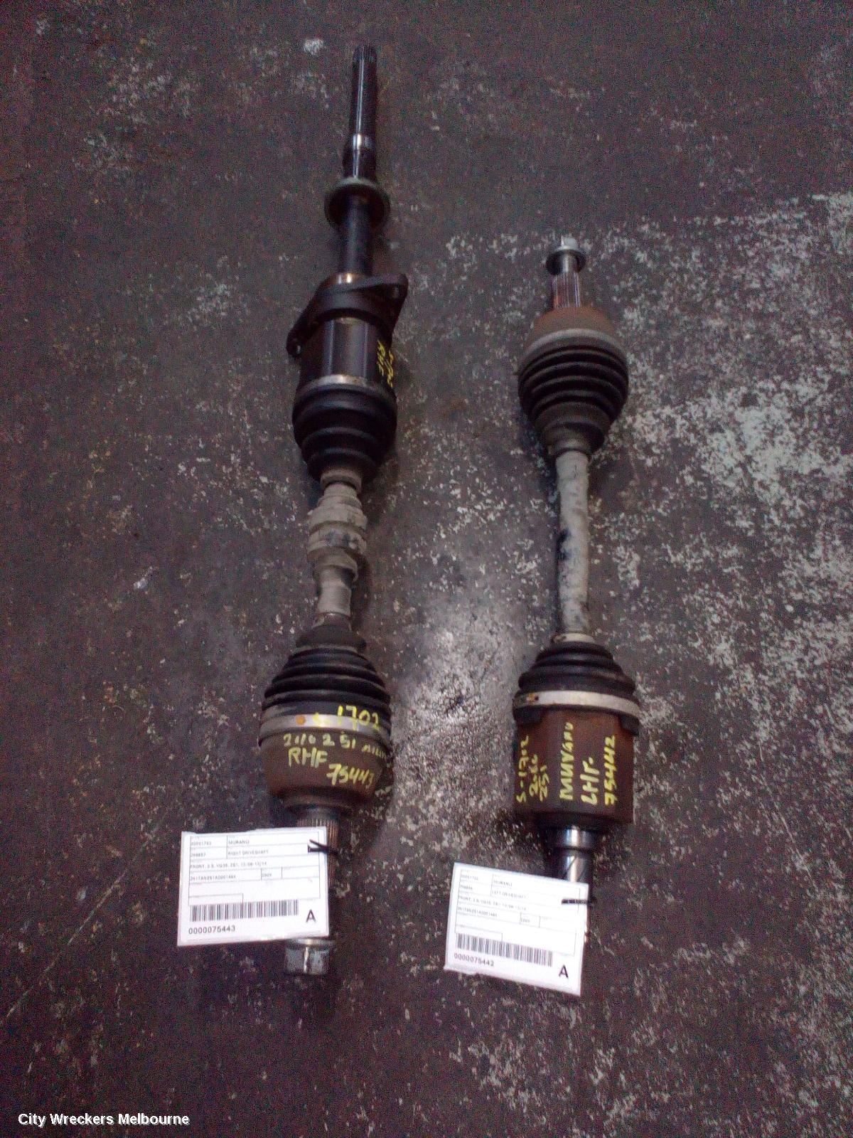 NISSAN MURANO LEFT DRIVESHAFT, FRONT, 3.5, VQ35, Z51, 12/2008 - 12/2014