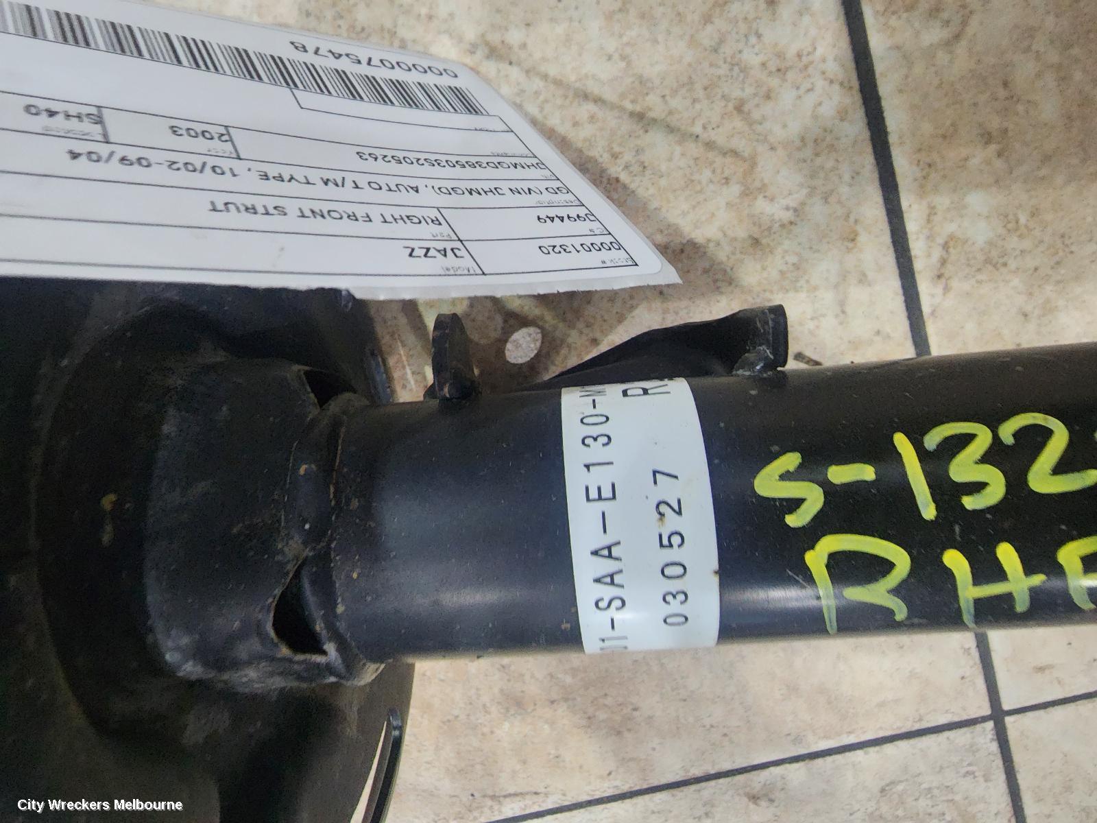HONDA JAZZ RIGHT FRONT STRUT, GD (VIN JHMGD), AUTO T/M TYPE, 10/2002 - 09/2004