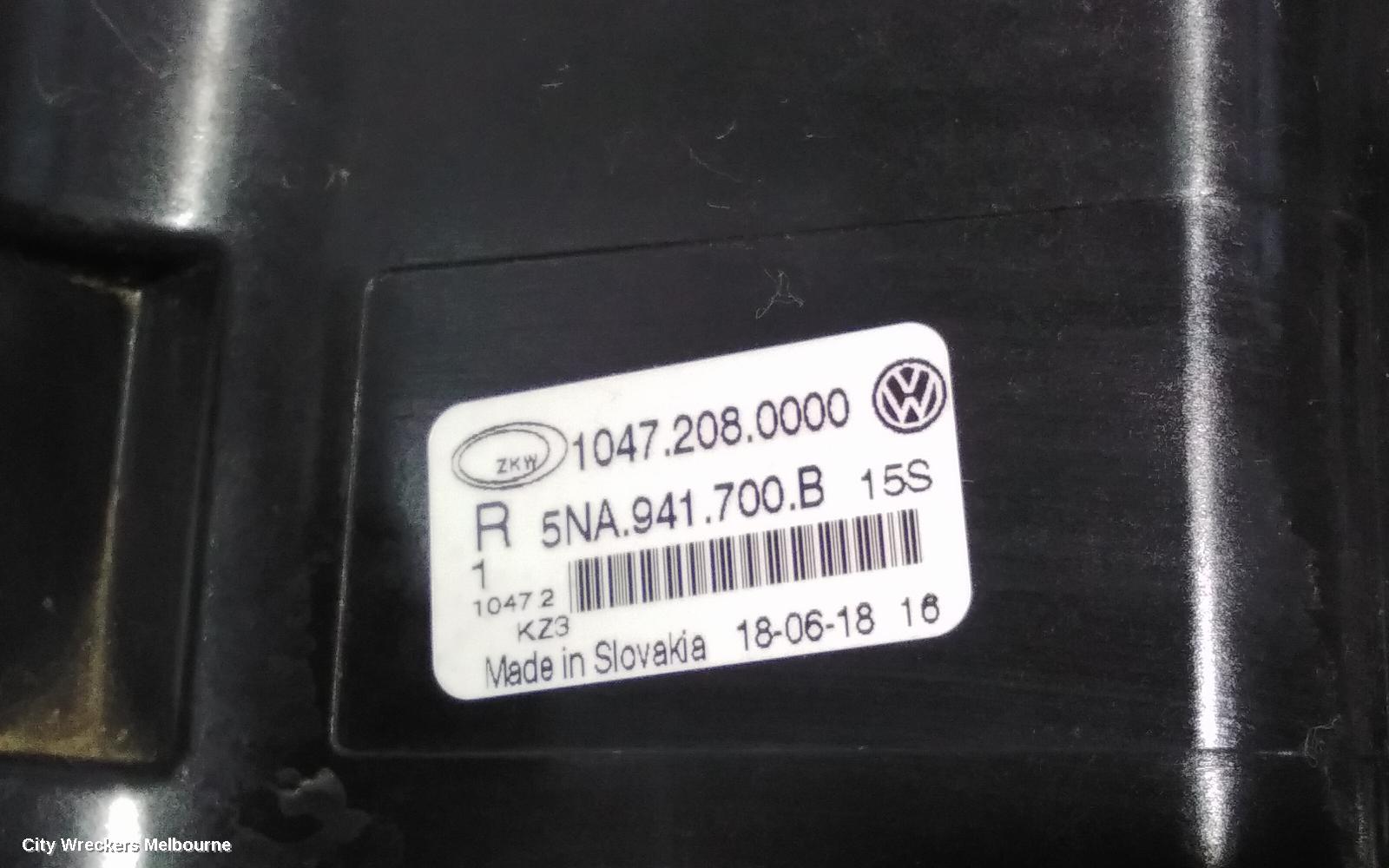 VOLKSWAGEN TIGUAN RIGHT INDICATOR/FOG/SIDE, BUMPER FOGLAMP, 5NA, 06/2016 - 05/2021