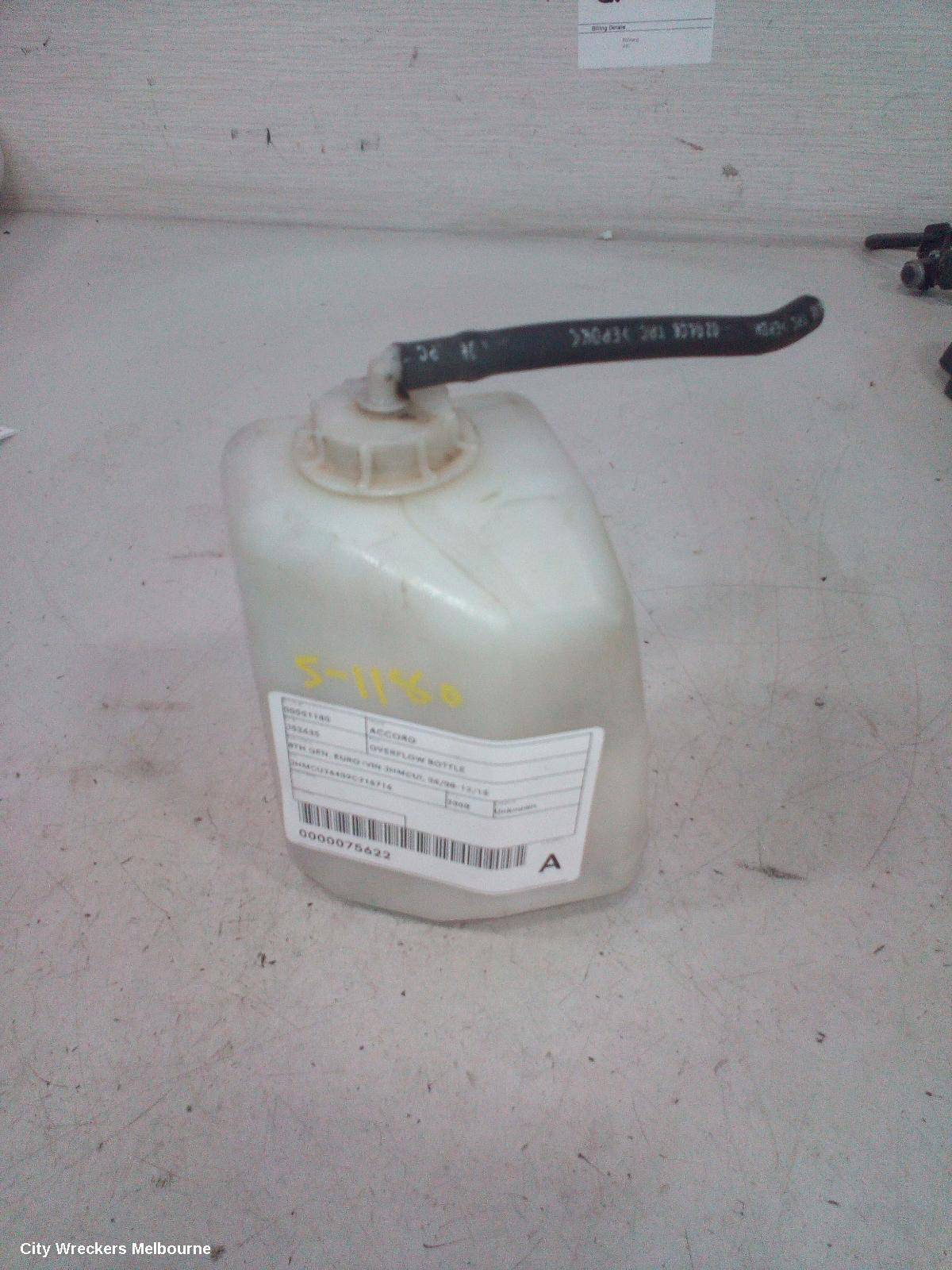 HONDA ACCORD OVERFLOW BOTTLE, 8TH GEN, EURO (VIN JHMCU), 06/2008 - 12/2015