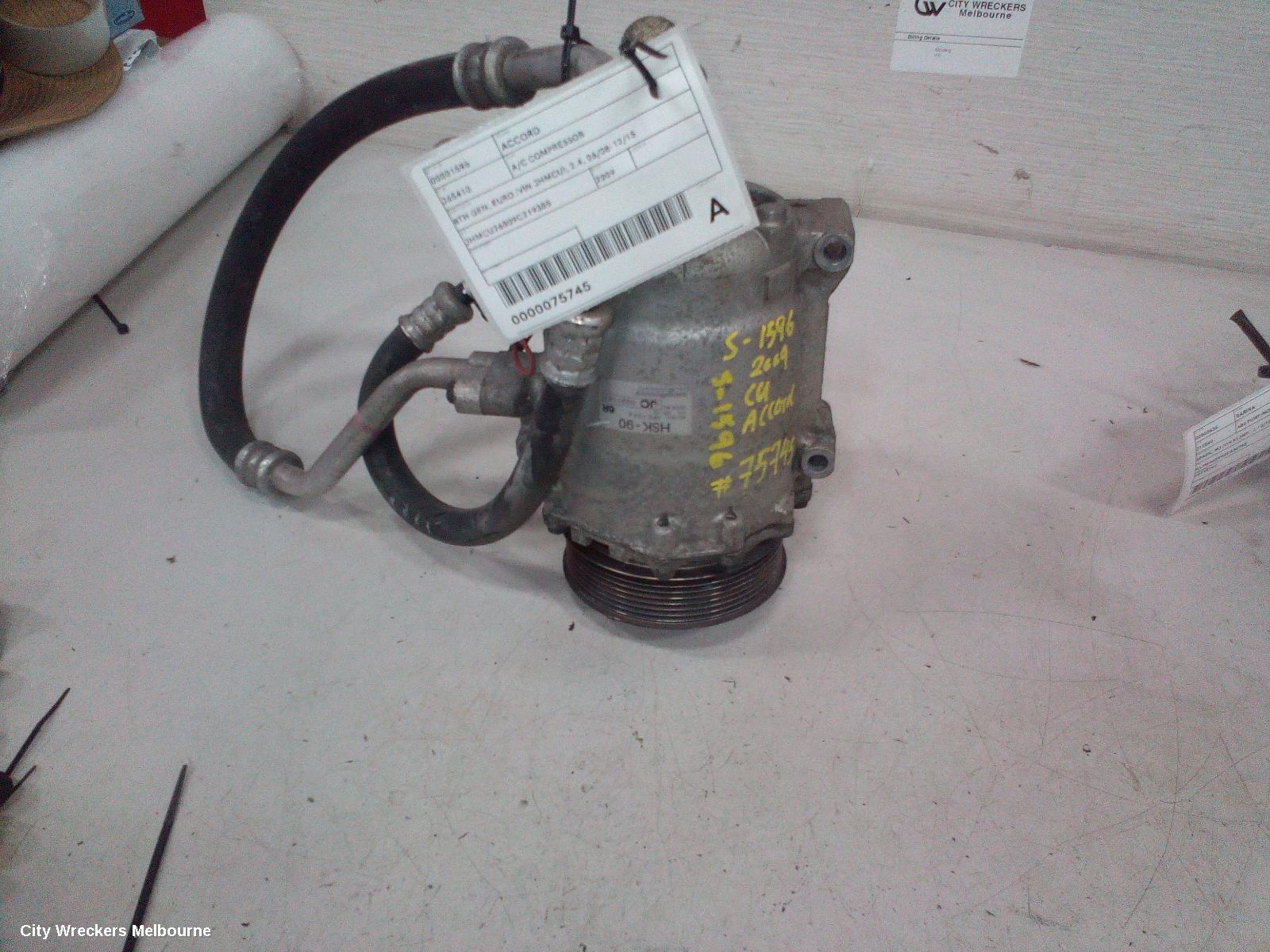 HONDA ACCORD A/C COMPRESSOR, 8TH GEN, EURO (VIN JHMCU), 2.4, 06/2008 - 12/2015