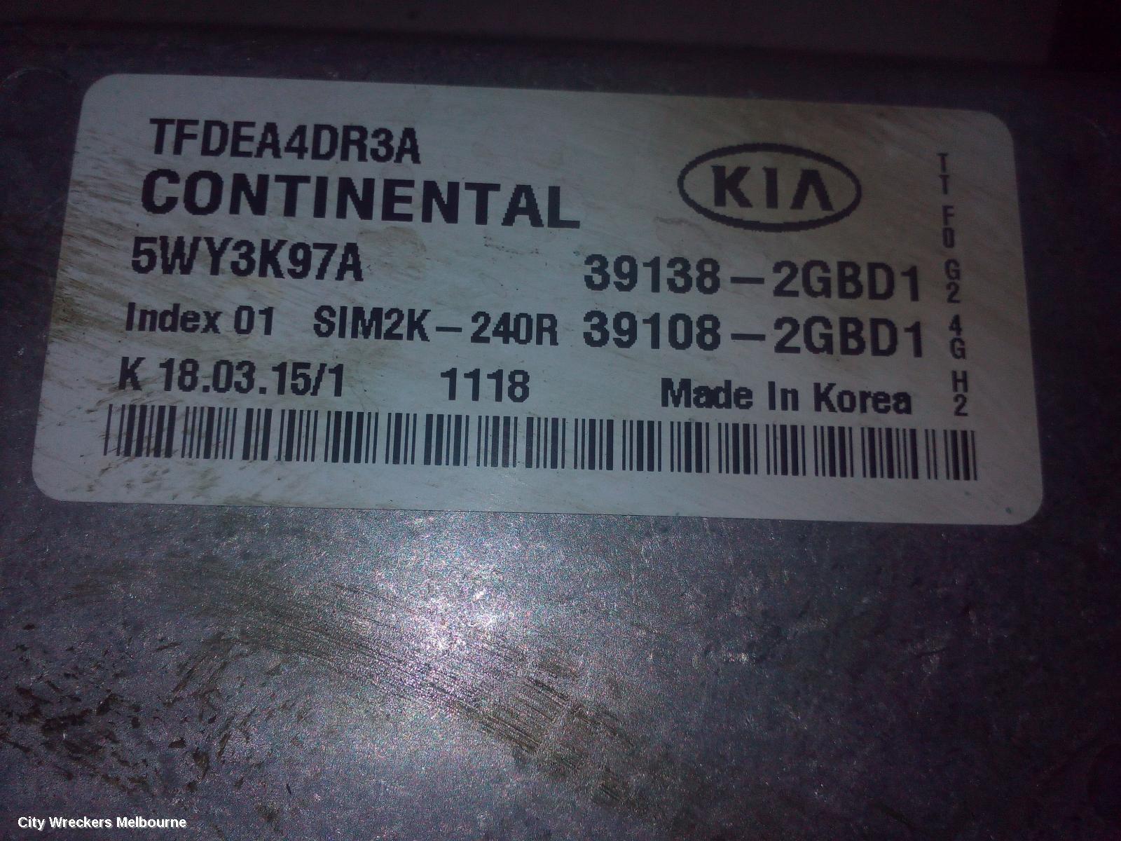 KIA OPTIMA ECU, ENGINE ECU, 2.4, G4KJ, PETROL, ECU ONLY, TF, 01/2011 - 10/2015