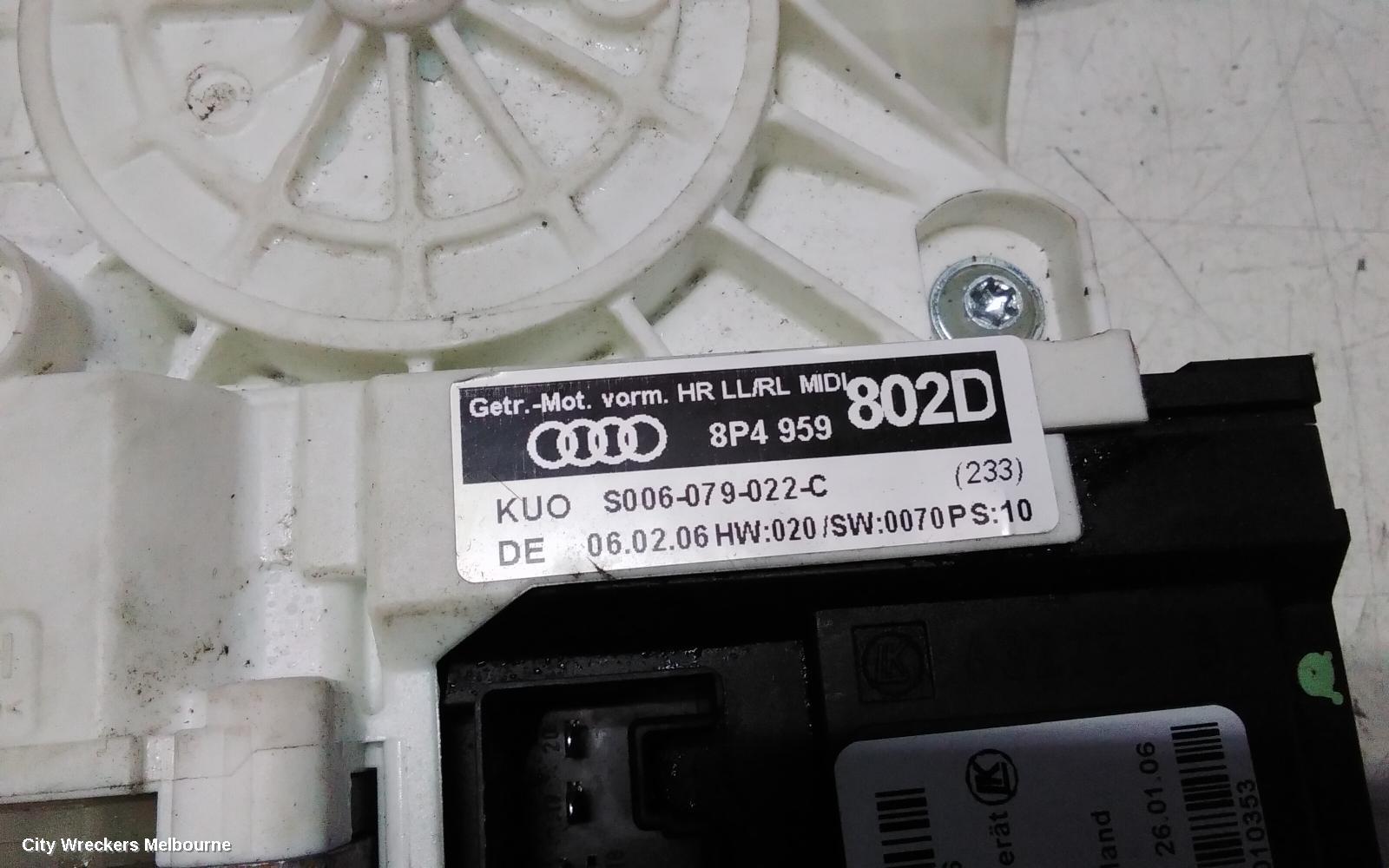 AUDI A3 RIGHT REAR WND REG/MOTOR, 8P, 5DR HATCH, 06/2004 - 04/2013