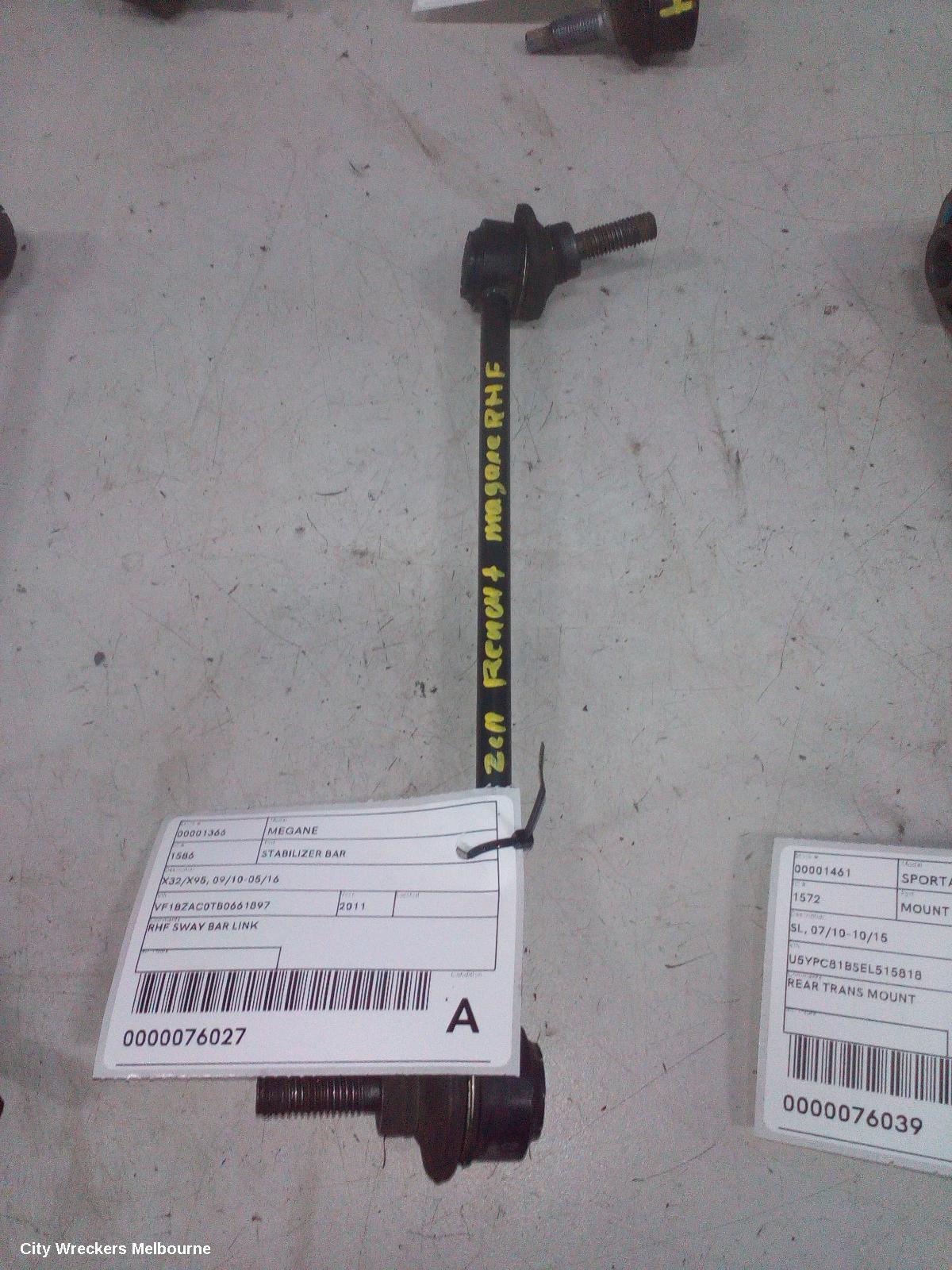 RENAULT MEGANE STABILISER BAR, X32/X95, 09/2010 - 05/2016