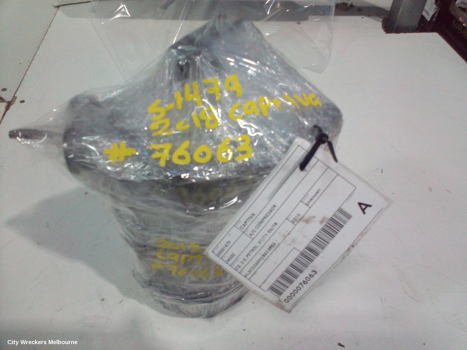 HOLDEN CAPTIVA A/C COMPRESSOR, CG, 3.0, PETROL, 01/2011 - 06/2018