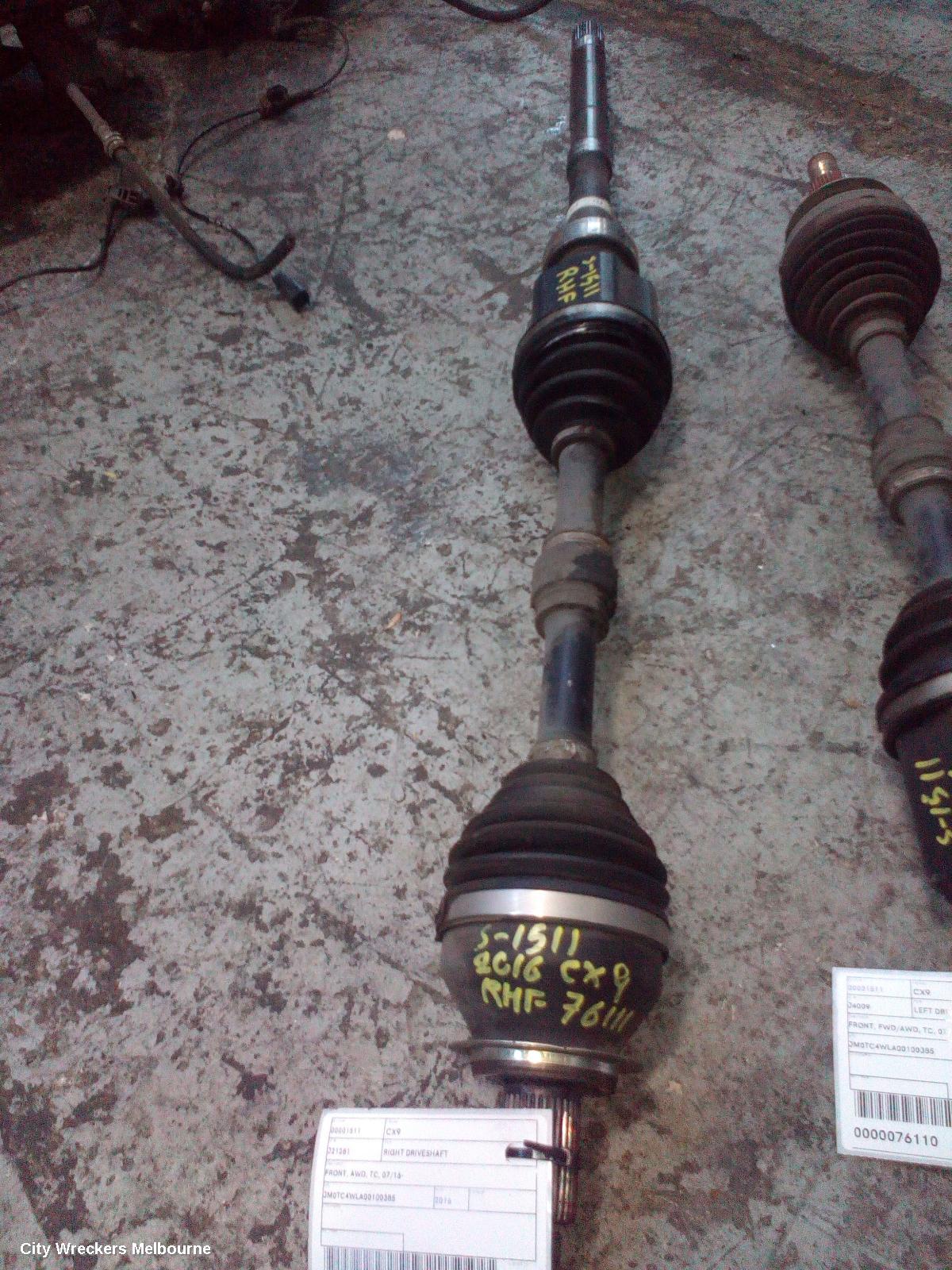 MAZDA CX9 RIGHT DRIVESHAFT, FRONT, AWD, TC, 07/2016 ONWARDS
