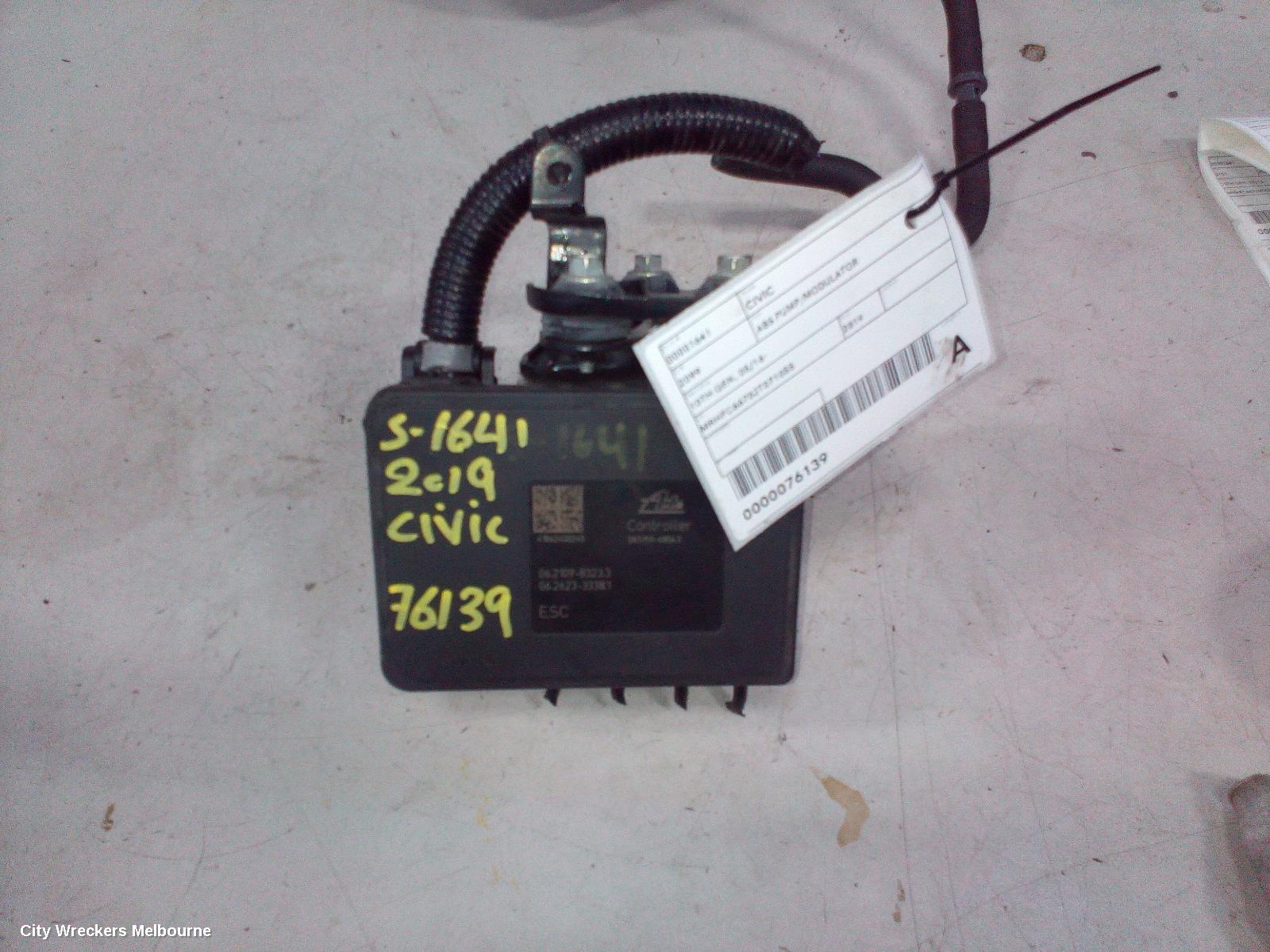 HONDA CIVIC ABS PUMP/MODULATOR, 10TH GEN, 05/2016 - 08/2021