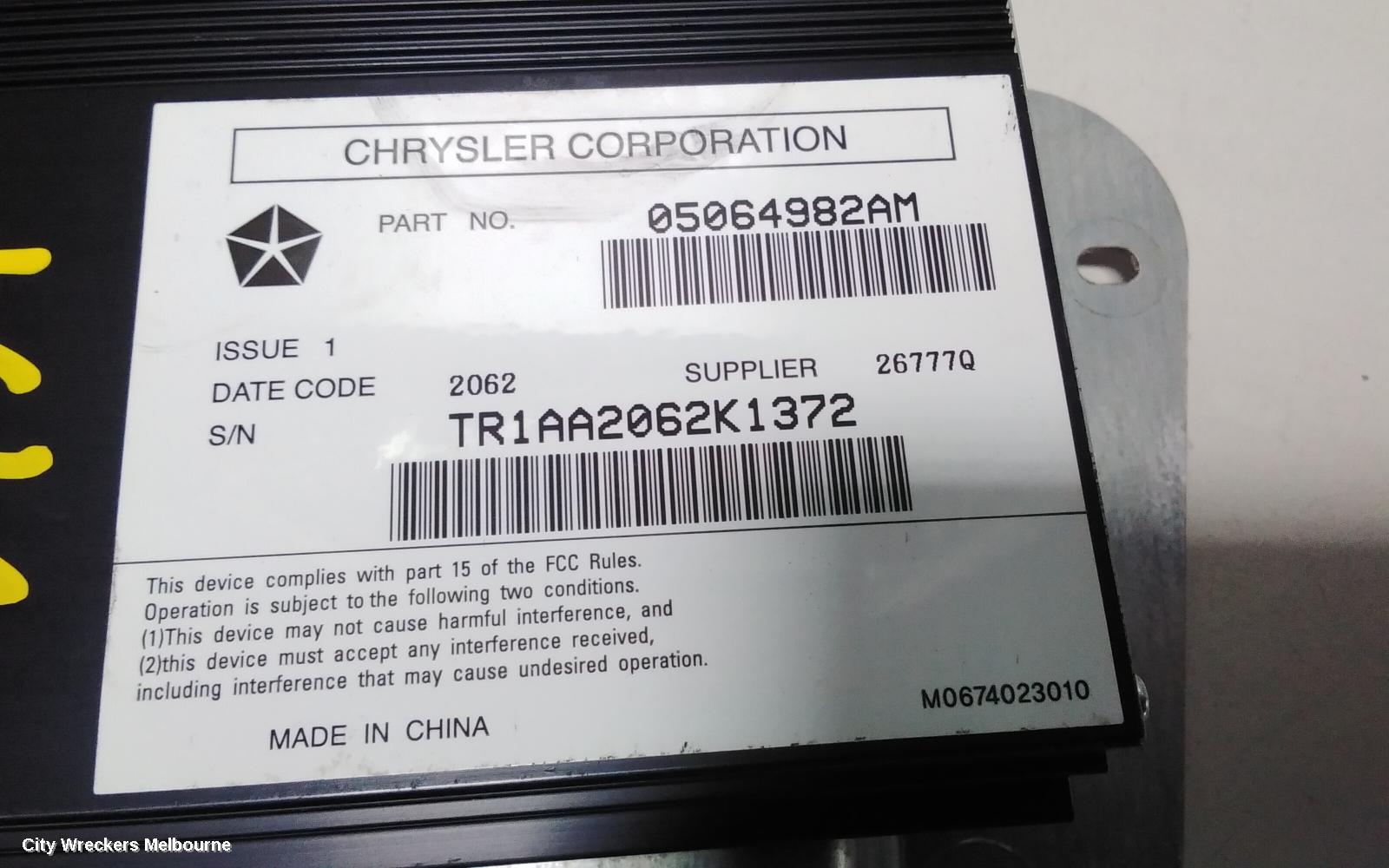 CHRYSLER 300C RADIO/CD/DVD/SAT/TV, AMPLIFIER, LX, 07/2012 ONWARDS