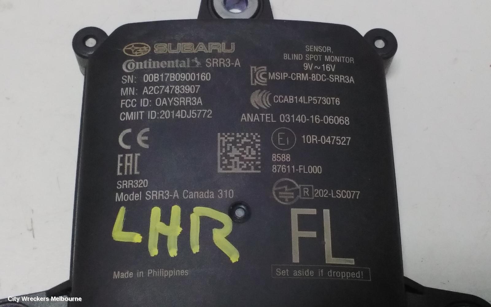 SUBARU IMPREZA ECU, BLIND SPOT MONITOR SENSOR (LH REAR), G5, 11/2016 ONWARDS