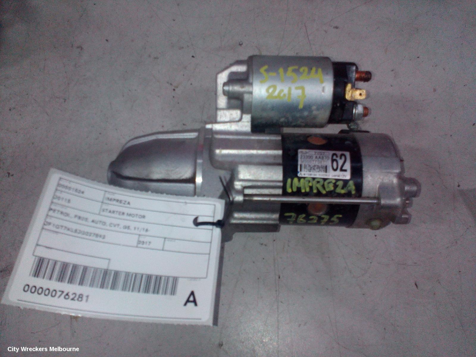 SUBARU IMPREZA STARTER, PETROL, FB20, AUTO, CVT, G5, 11/2016 ONWARDS