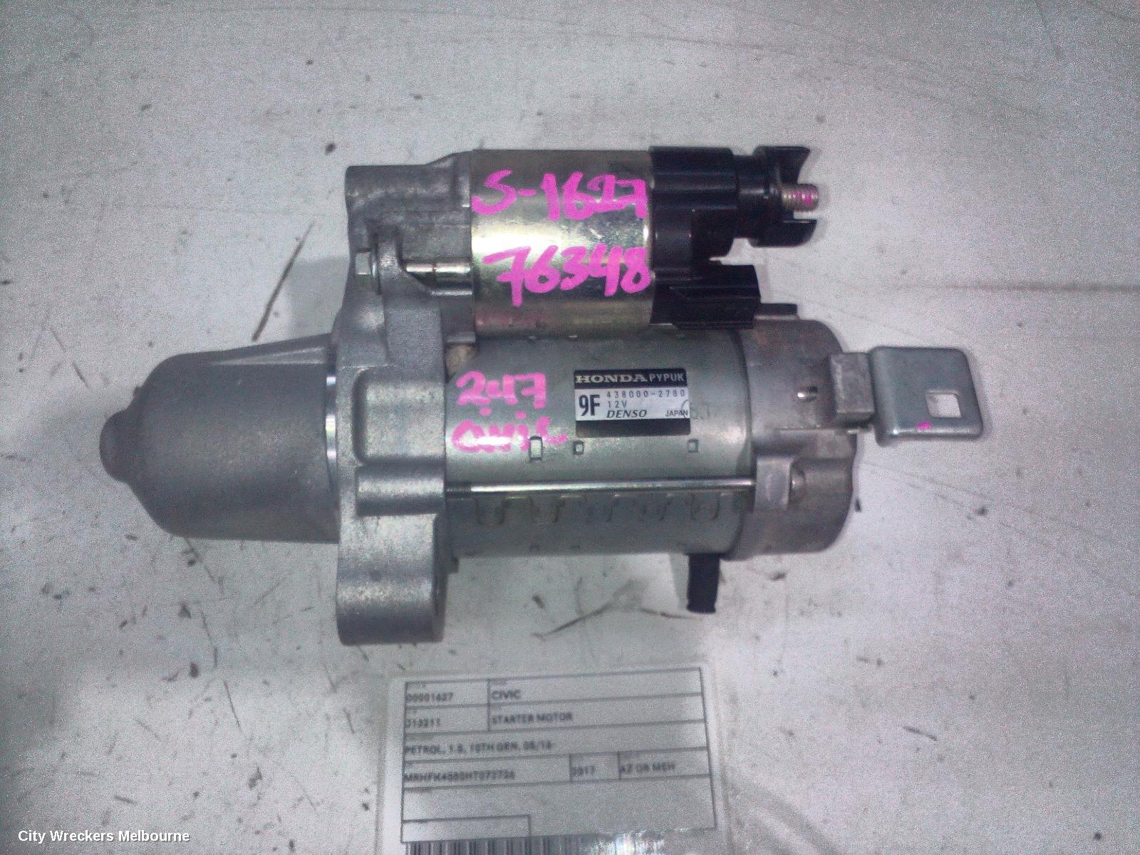 HONDA CIVIC STARTER, PETROL, 1.5, 10TH GEN, 05/2016 ONWARDS