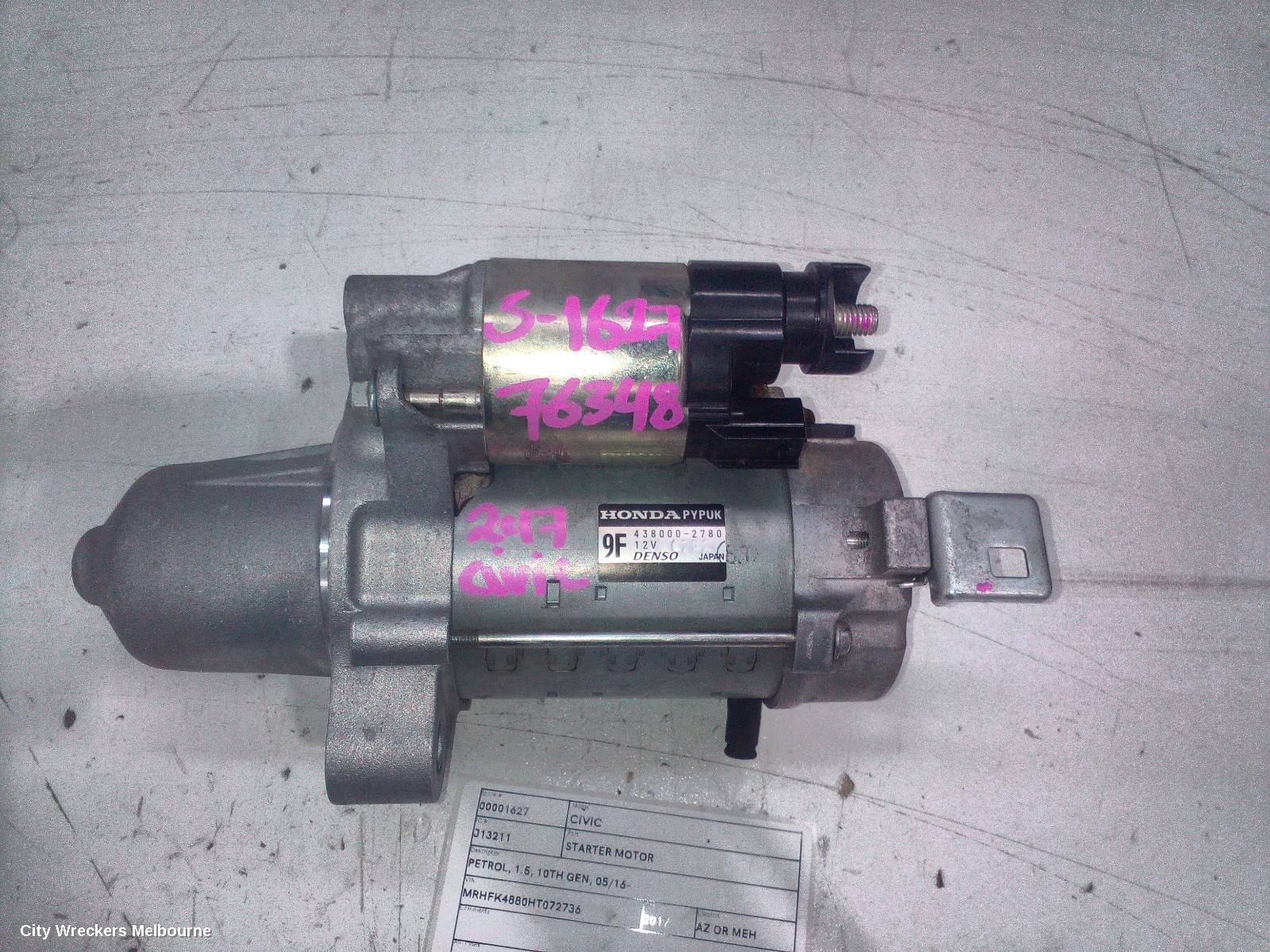 HONDA CIVIC STARTER, PETROL, 1.5, 10TH GEN, 05/2016 ONWARDS