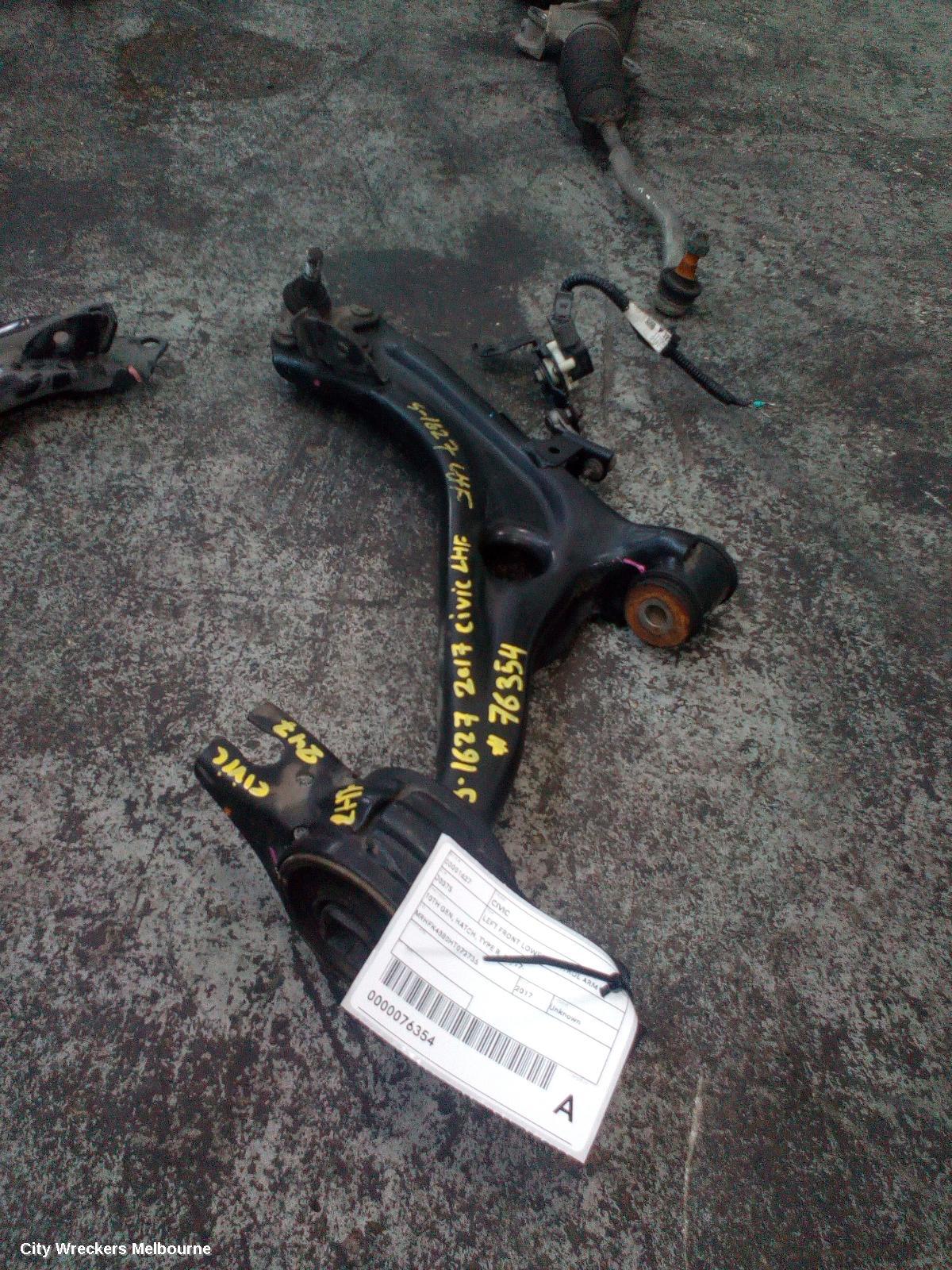 HONDA CIVIC LEFT FRONT LOWER CONTROL ARM, 10TH GEN, HATCH, TYPE R, 06/2017 ONWARDS