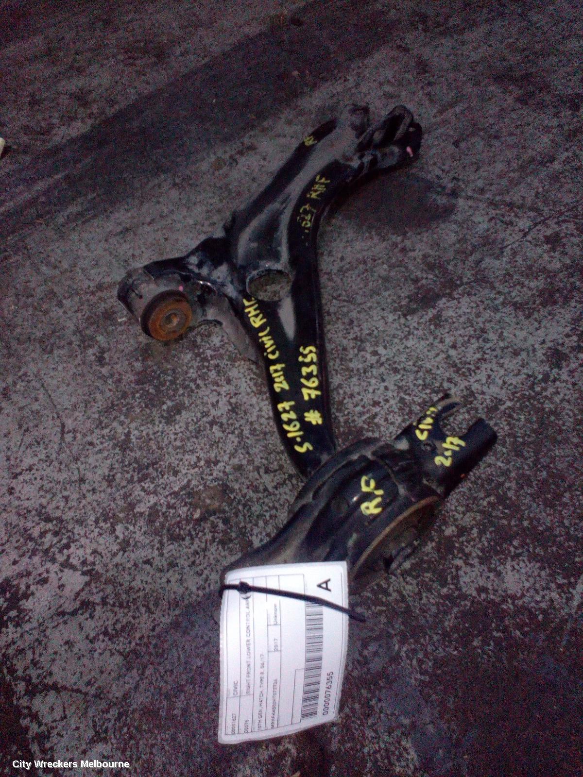 HONDA CIVIC RIGHT FRONT LOWER CONTROL ARM, 10TH GEN, HATCH, TYPE R, 06/2017 ONWARDS