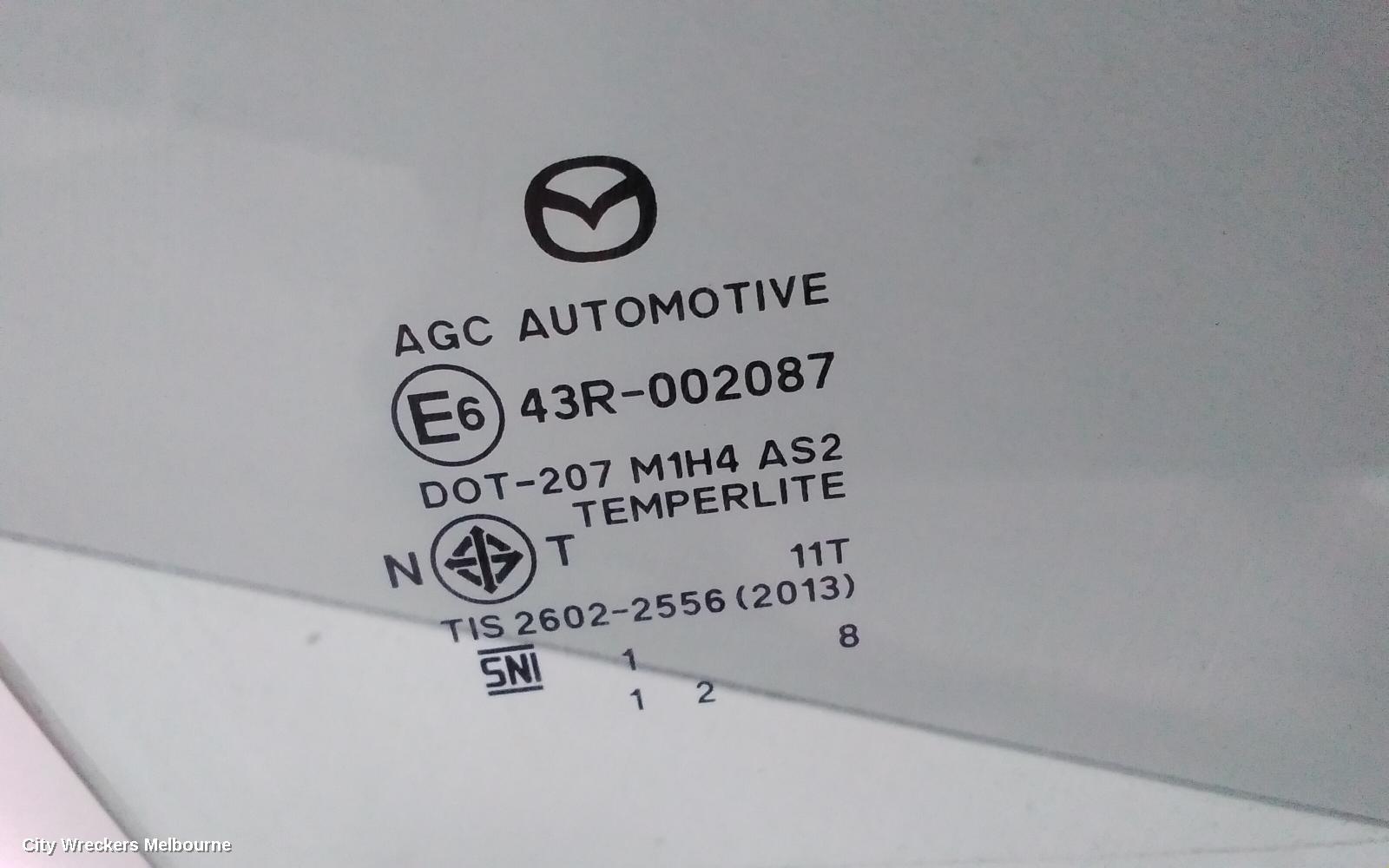 MAZDA CX3 RIGHT FRONT DOOR WINDOW, DK, 03/2015 ONWARDS