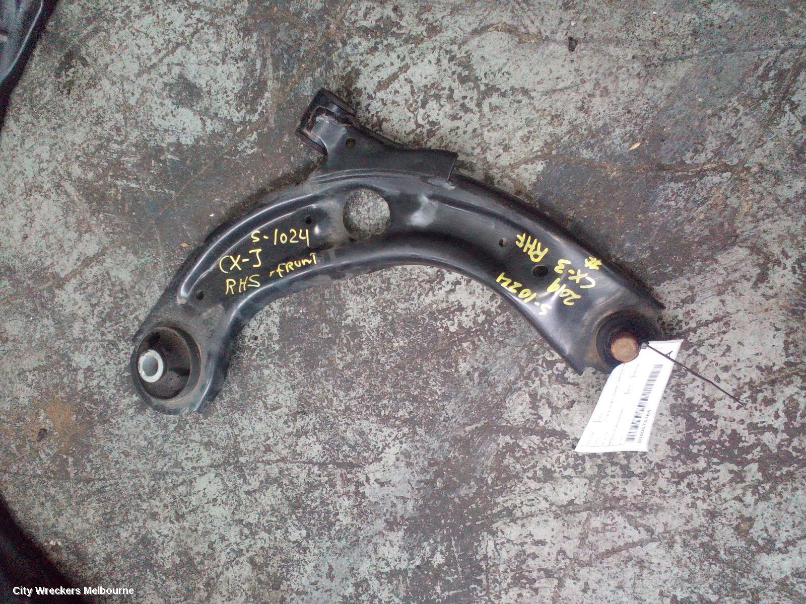MAZDA CX3 RIGHT FRONT LOWER CONTROL ARM, DK, 02/2017 ONWARDS