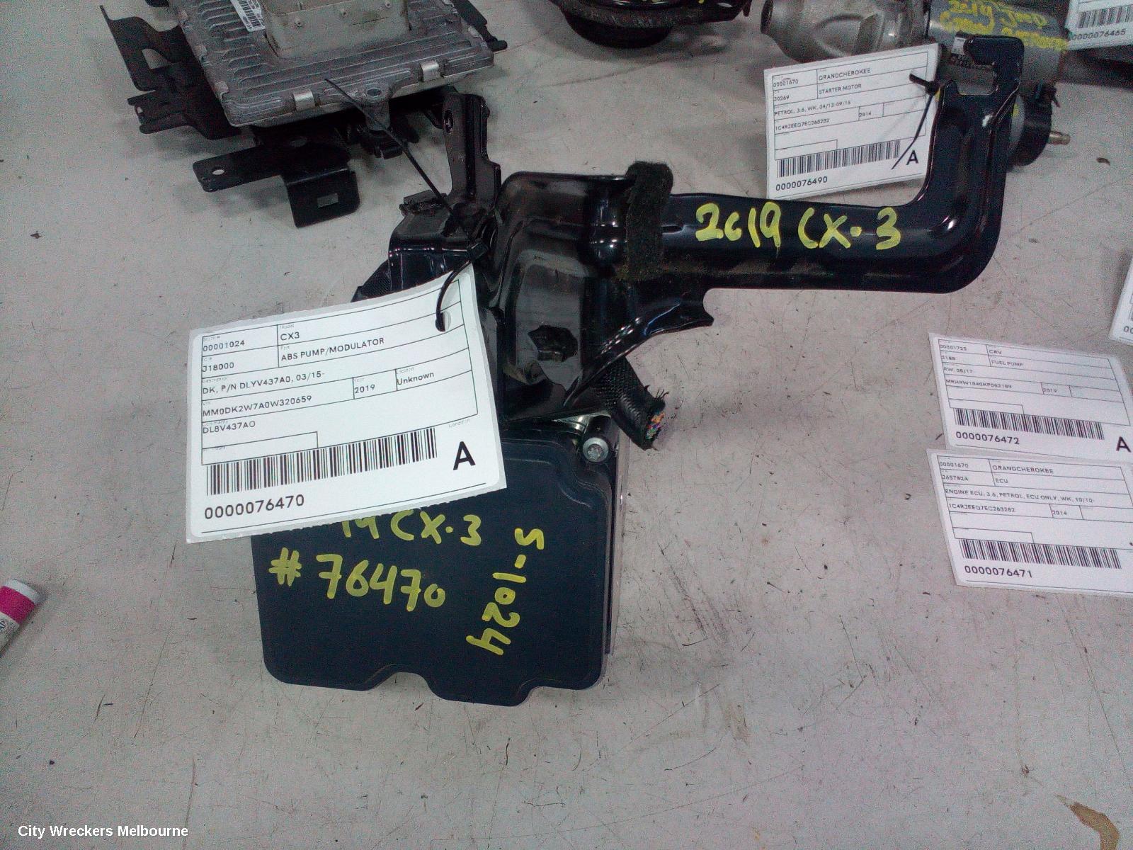 MAZDA CX3 ABS PUMP/MODULATOR, DK, P/N 0265956315, 03/2015 ONWARDS